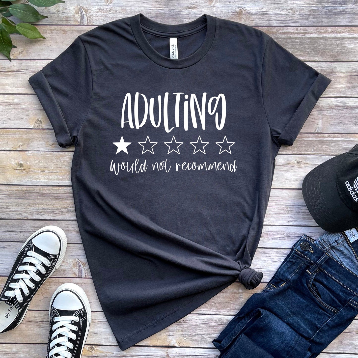 Adulting T-Shirt, Adulting Review Stars T-Shirt, Lustiges Spruch Shirt, T-Shirt mit Spruch, Lustiges Frauen Shirt, Geschenk für Mama und Papa