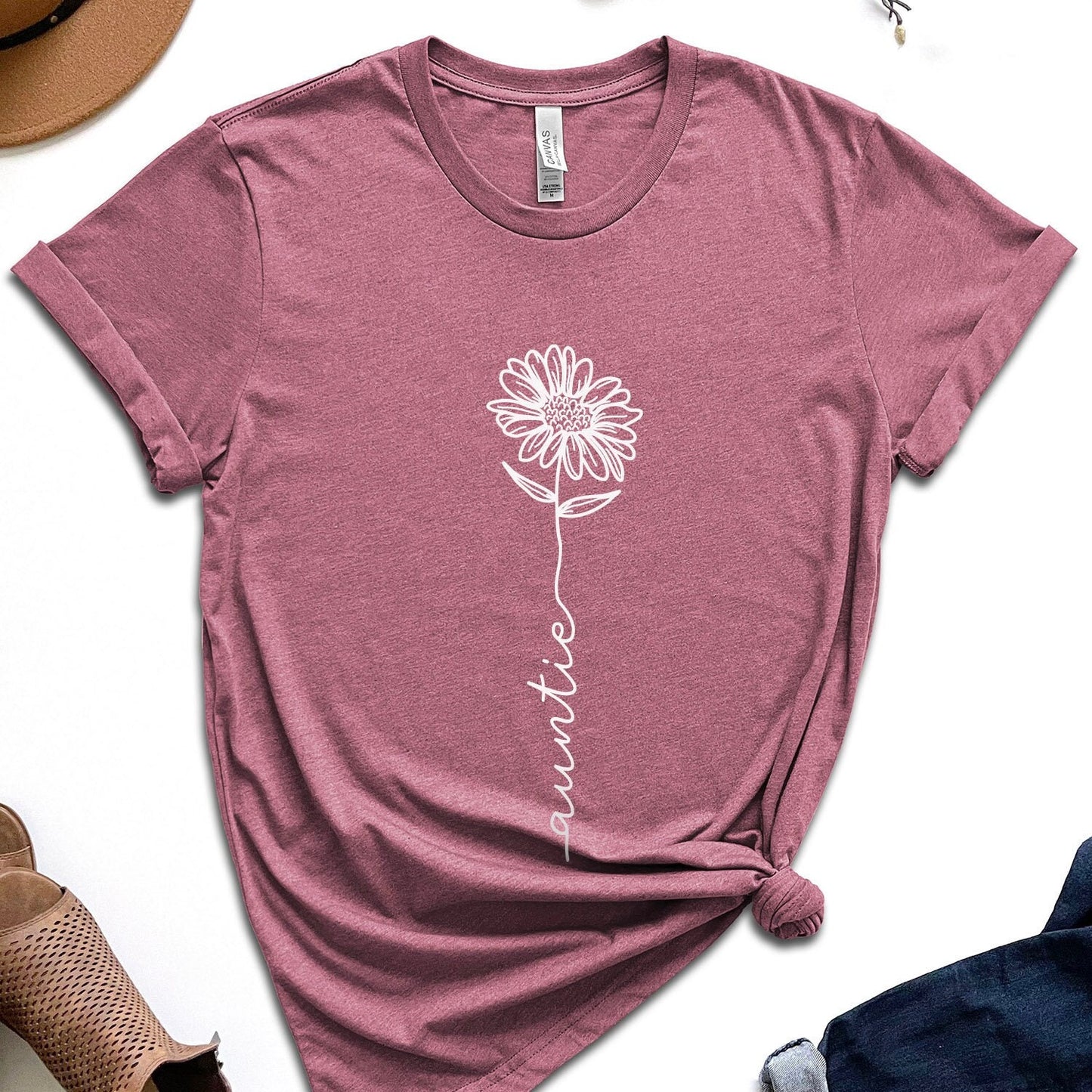 Auntie Flower Stem, T-shirt for Aunt, Auntie T-Shirt, Auntie Gift, Aunt Shirt, Gift for Aunt, Gift for Sister, Auntie Birthday Gift