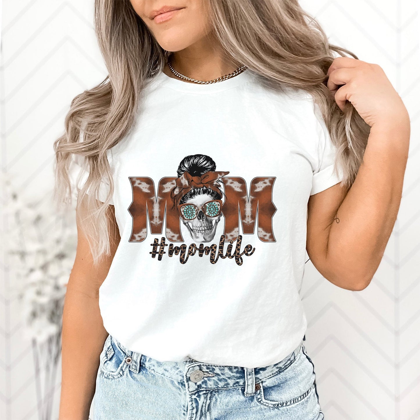 T-shirt Mom Life, T-shirt tête de mort, T-shirt bohème, T-shirt drôle, T-shirt humoristique, T-shirt cadeau, Cadeau pour maman, T-shirt humoristique pour la fête des mères