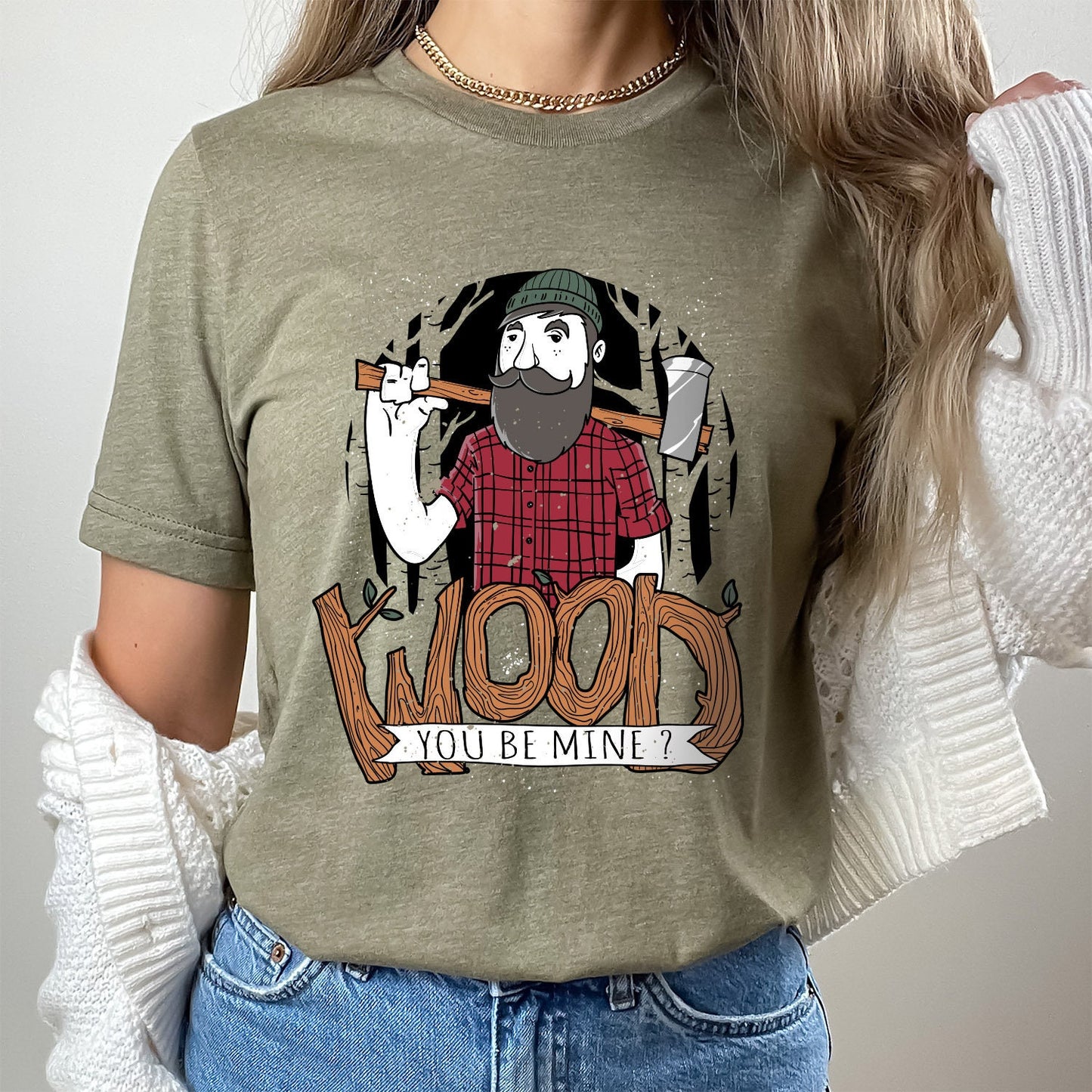 Wood You Be Mine Lustige T-Shirts, Lustiges T-Shirt, Humor T-Shirt, Geschenk T-Shirt, Lustiges Shirt, Geschenk für Sie, Geschenk für Ihn, Camping Shirts