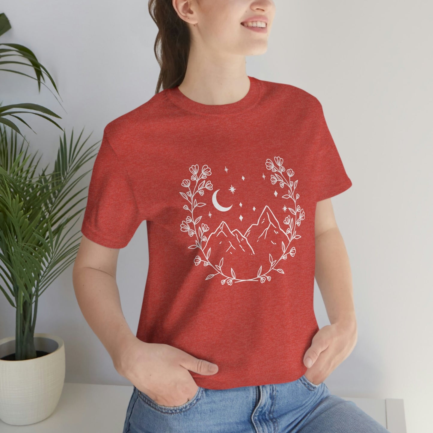 Mountain Wreath T-shirt, Flowers T-shirt, Boho T-shirt, Inspirational T-shirt, Bohemian T-shirt, Floral T-Shirt, Gift Shirt for Her