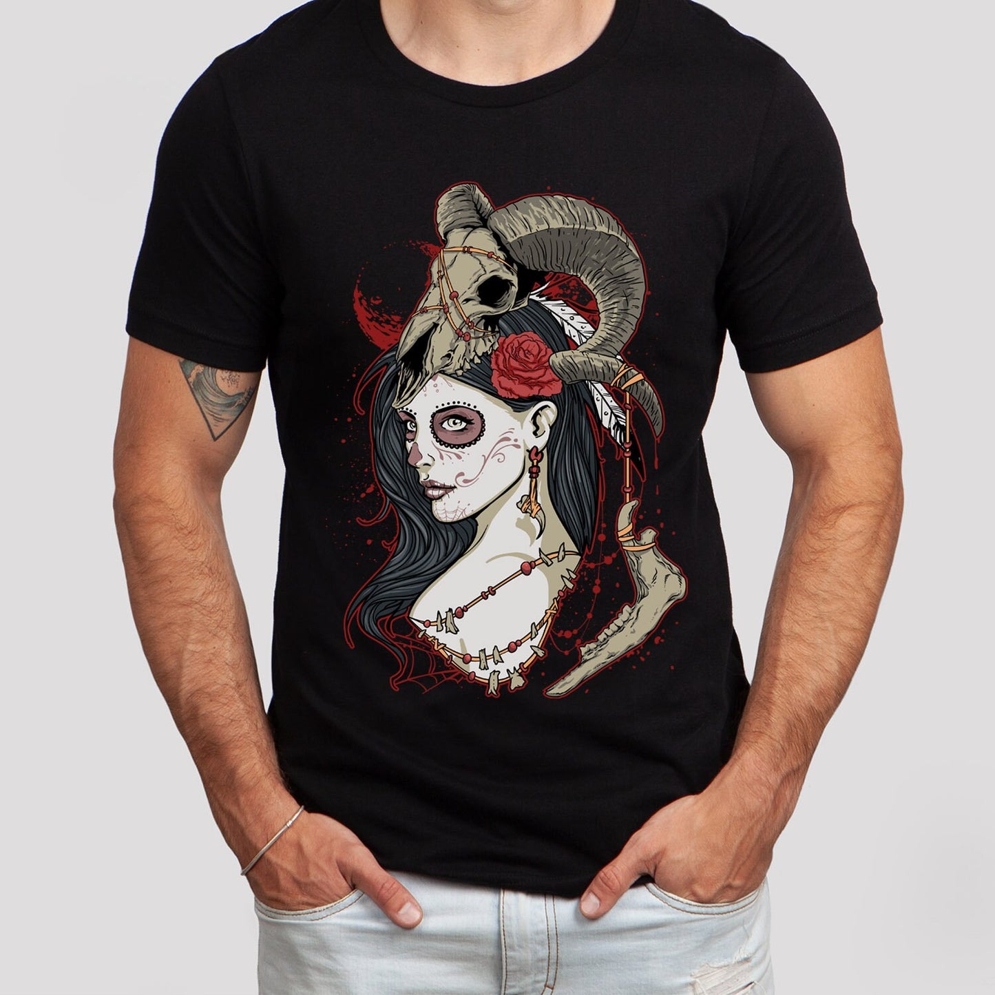 T-shirt d'horreur, T-shirt fantastique, T-shirt de la reine morte, T-shirt cadeau mystique, T-shirt gothique, vêtements de sorcière, T-shirt fantastique et mythique