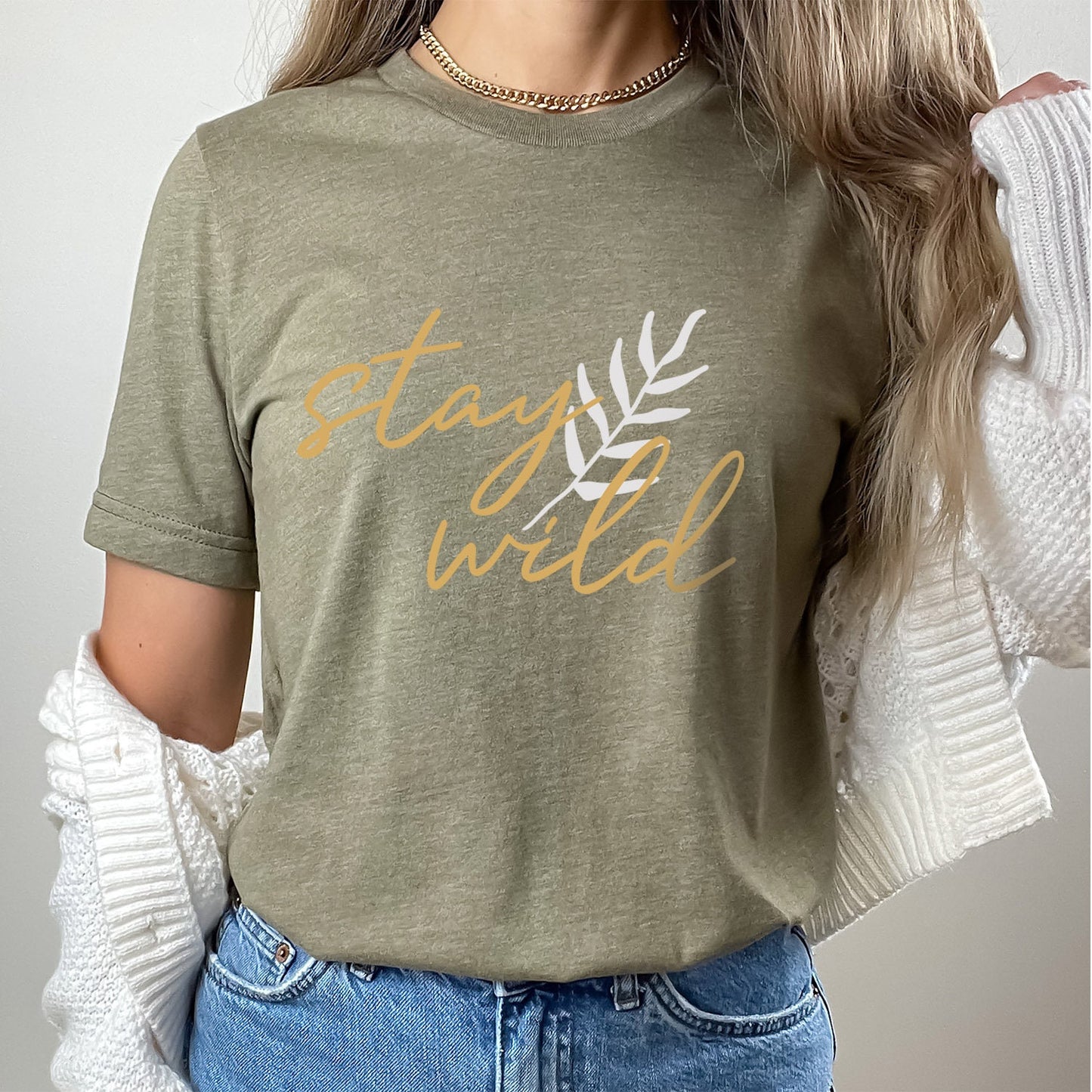 Stay Wild Jungle T-Shirt, Boho T-Shirt, Inspirierendes T-Shirt, Boho T-Shirt, Florales Blätter T-Shirt, Geschenk-Shirt für Sie