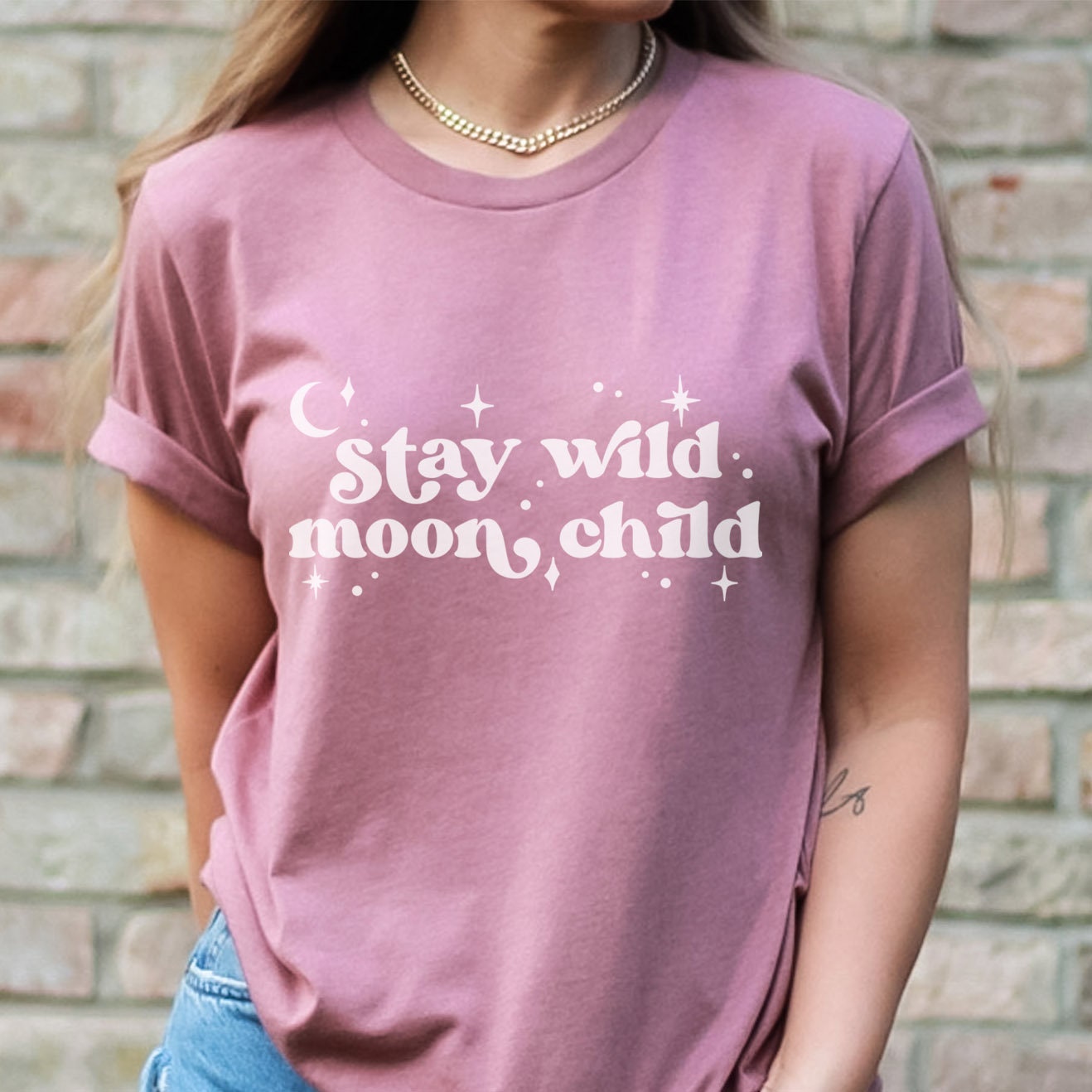 Stay Wild Moon Child T-shirt, Boho T-shirt, Inspirational T-shirt, Bohemian T-shirt, Moon and Stars T-Shirt, Gift Travel Shirt