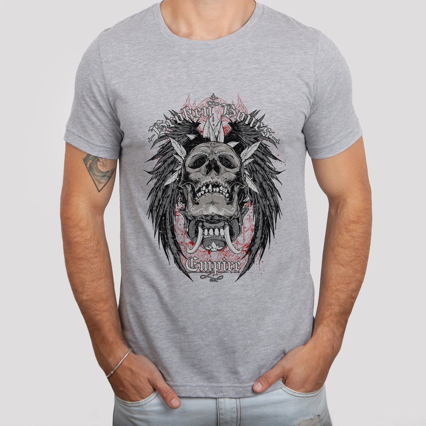 Broken Bones Empire T-shirt, Skeleton Skull T-shirt, Motorcycle T-Shirt, Rider Shirt, Biker Shirt, Motorcycle Lover Shirt, Rockers T-shirt