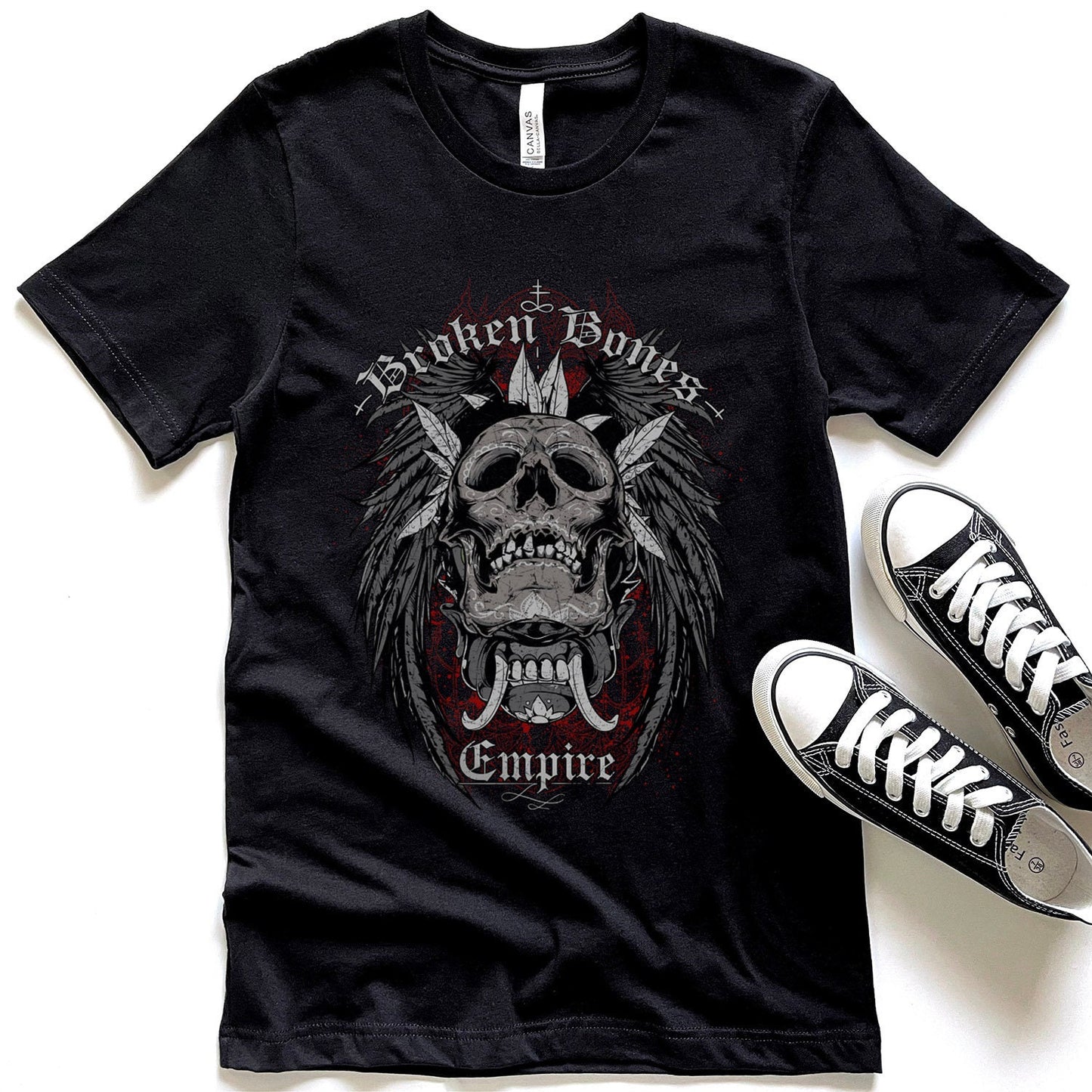 Broken Bones Empire T-shirt, Skeleton Skull T-shirt, Motorcycle T-Shirt, Rider Shirt, Biker Shirt, Motorcycle Lover Shirt, Rockers T-shirt