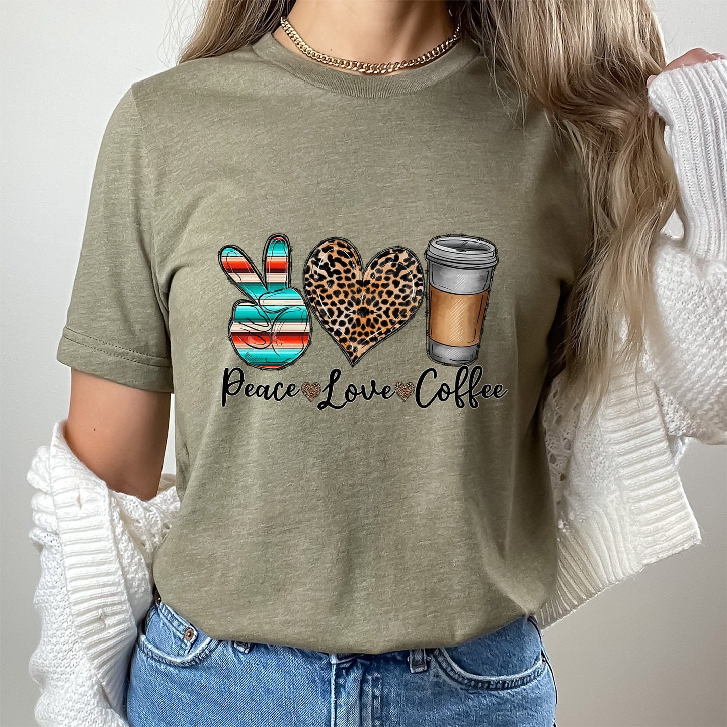 Peace Love Coffee Shirt, Kaffee T-Shirt, Kaffee Liebhaber Shirt, Inspirierendes T-Shirt, Geschenk Shirt für Sie, Kaffee Geschenk Shirt