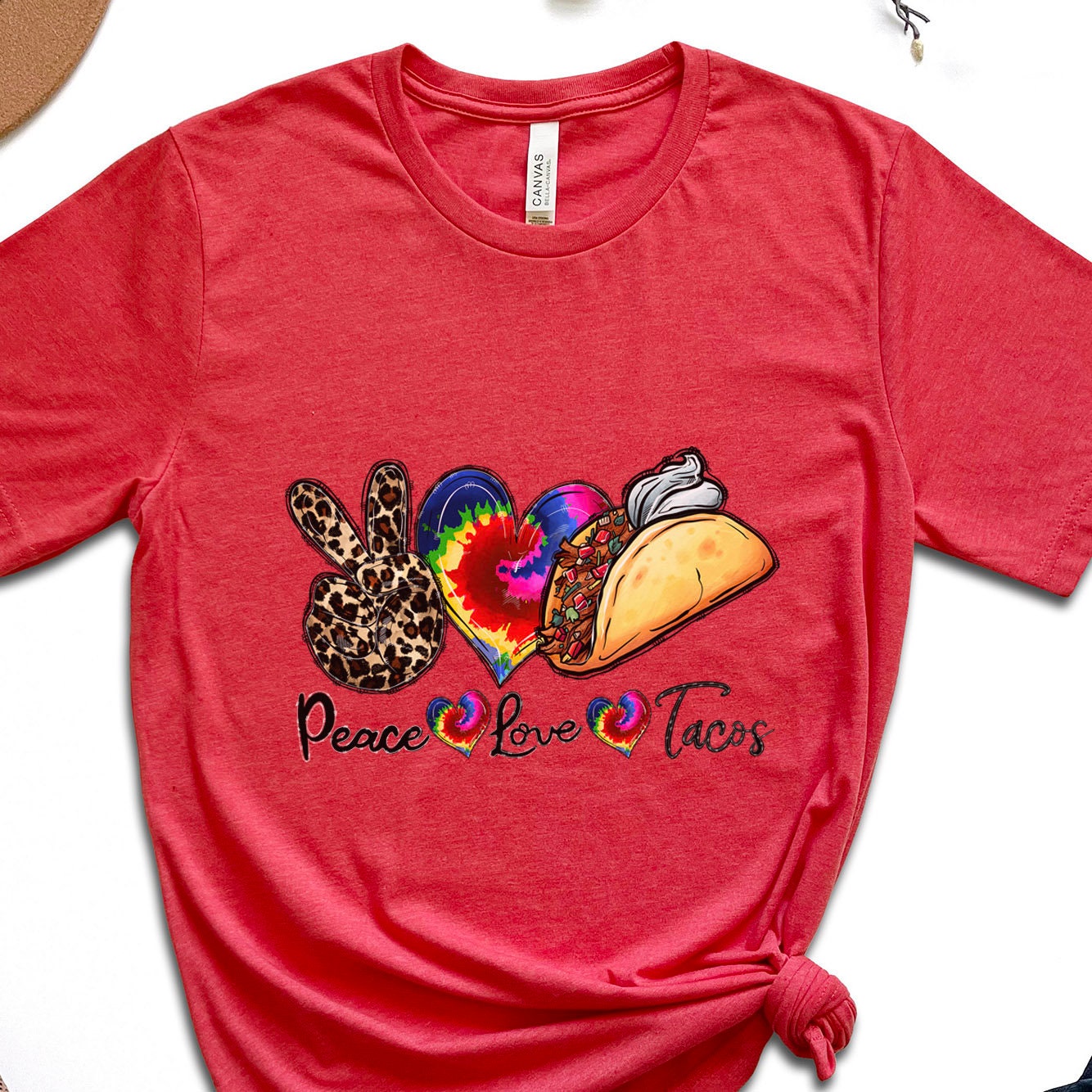 Peace Love Tacos Shirt, Tacos Lover T-Shirt, Food Lover Shirt, Gift Shirt for Her, Mexican Food Shirt, Inspirational T-shirt