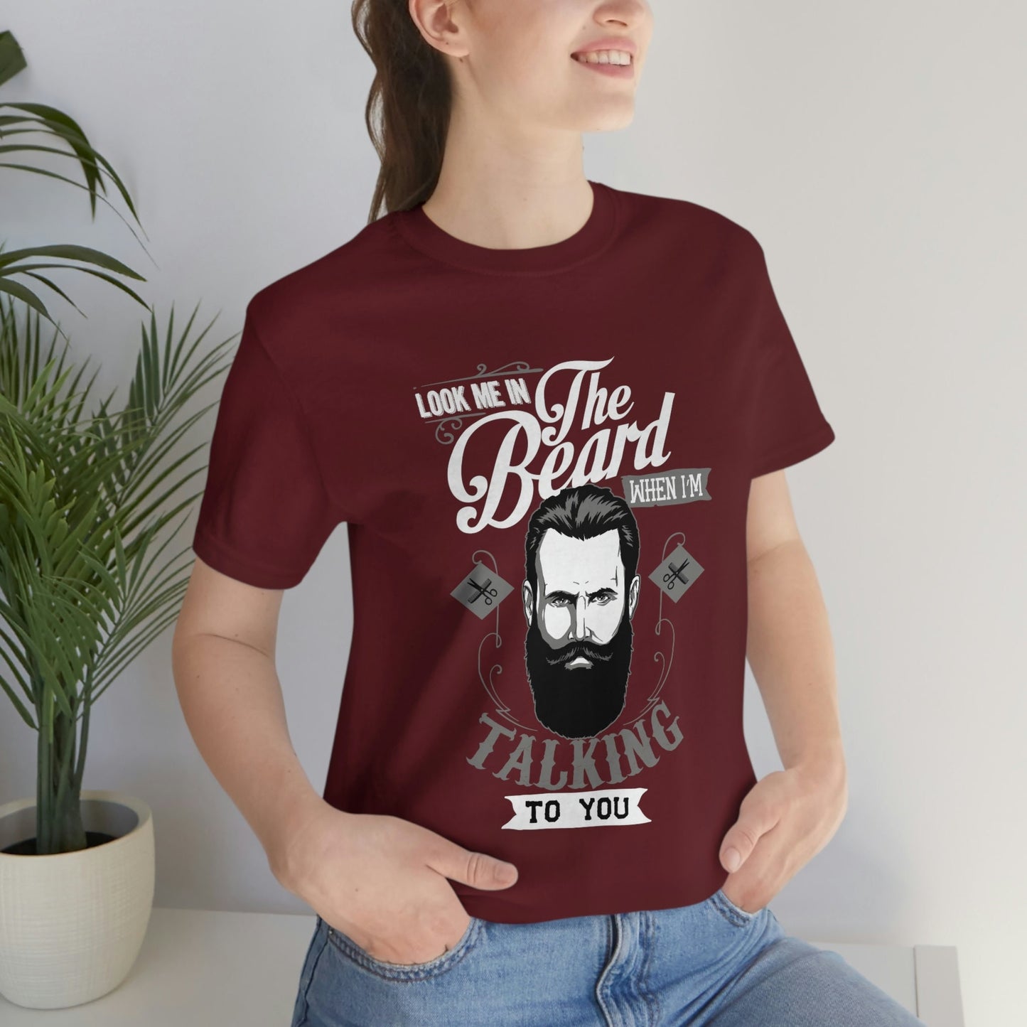 Look Me in The Beard T-Shirt, Herren Bart Shirt, Bart Liebe Shirt, T-Shirt für Männer, Lustige Bart Shirts, Geschenk Shirt für einen Bartliebhaber