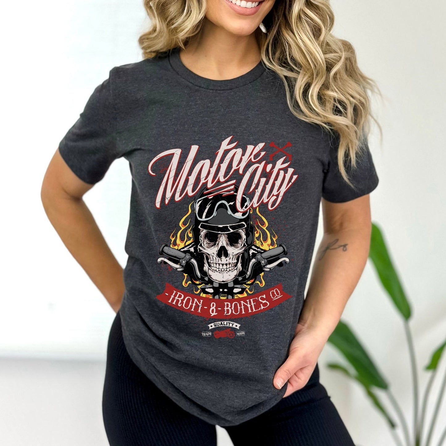 Motor CityT-shirt, Skull T-Shirt, Motorcycle T-Shirt, Bikers T-shirt, Riders T-Shirt, Skull and Fire, Motorcycle Gifts, Gift for Him