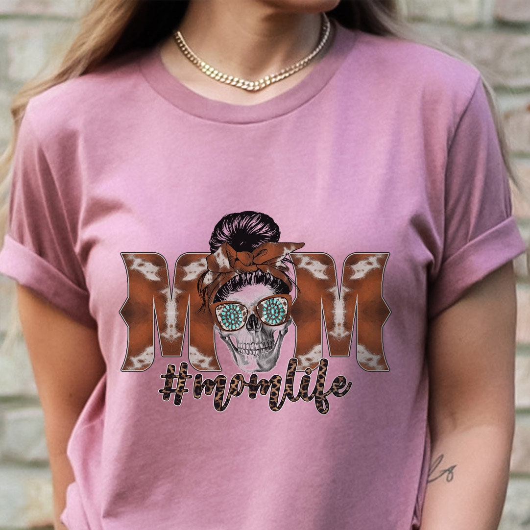 T-shirt Mom Life, T-shirt tête de mort, T-shirt bohème, T-shirt drôle, T-shirt humoristique, T-shirt cadeau, Cadeau pour maman, T-shirt humoristique pour la fête des mères