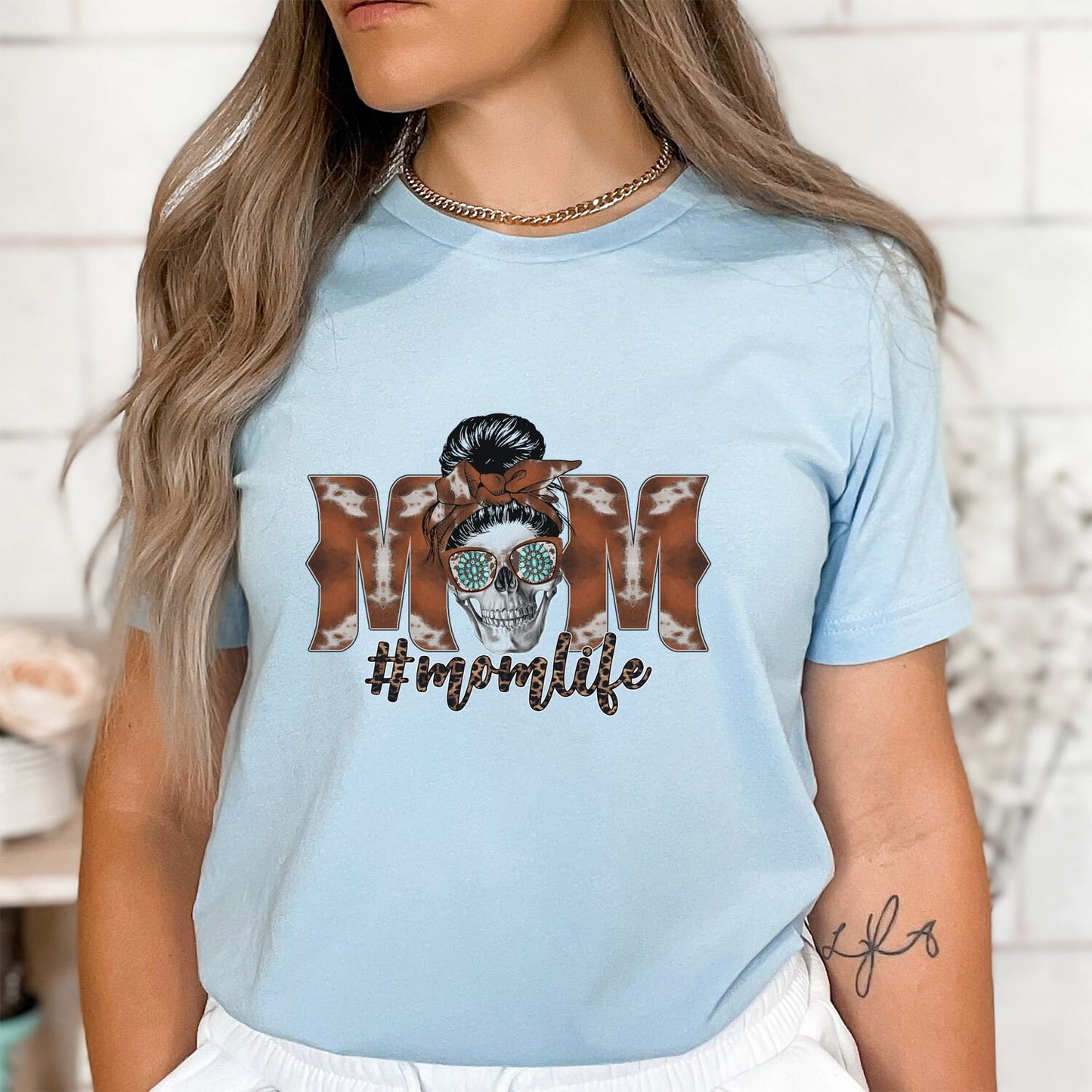 T-shirt Mom Life, T-shirt tête de mort, T-shirt bohème, T-shirt drôle, T-shirt humoristique, T-shirt cadeau, Cadeau pour maman, T-shirt humoristique pour la fête des mères