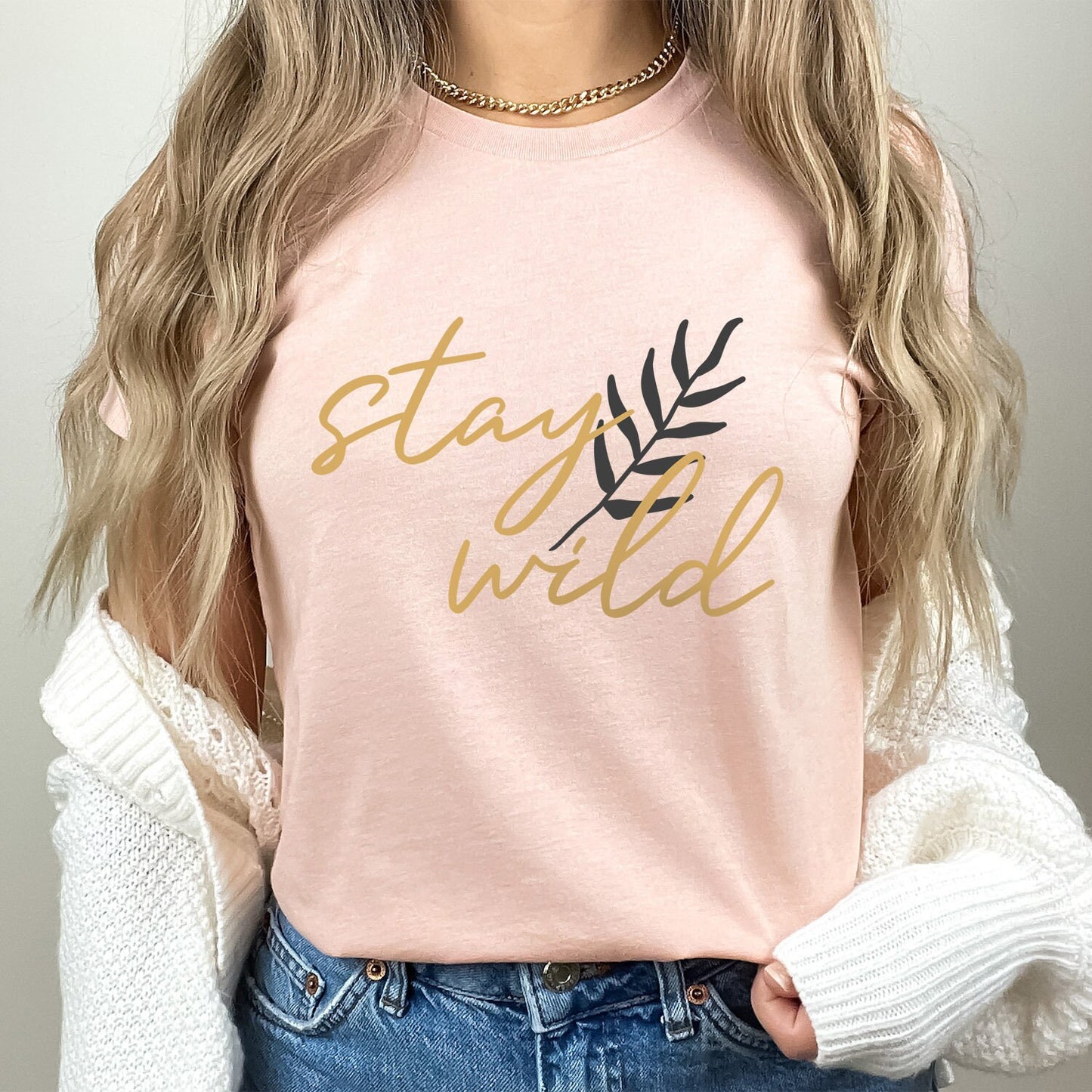 Stay Wild Jungle T-Shirt, Boho T-Shirt, Inspirierendes T-Shirt, Boho T-Shirt, Florales Blätter T-Shirt, Geschenk-Shirt für Sie