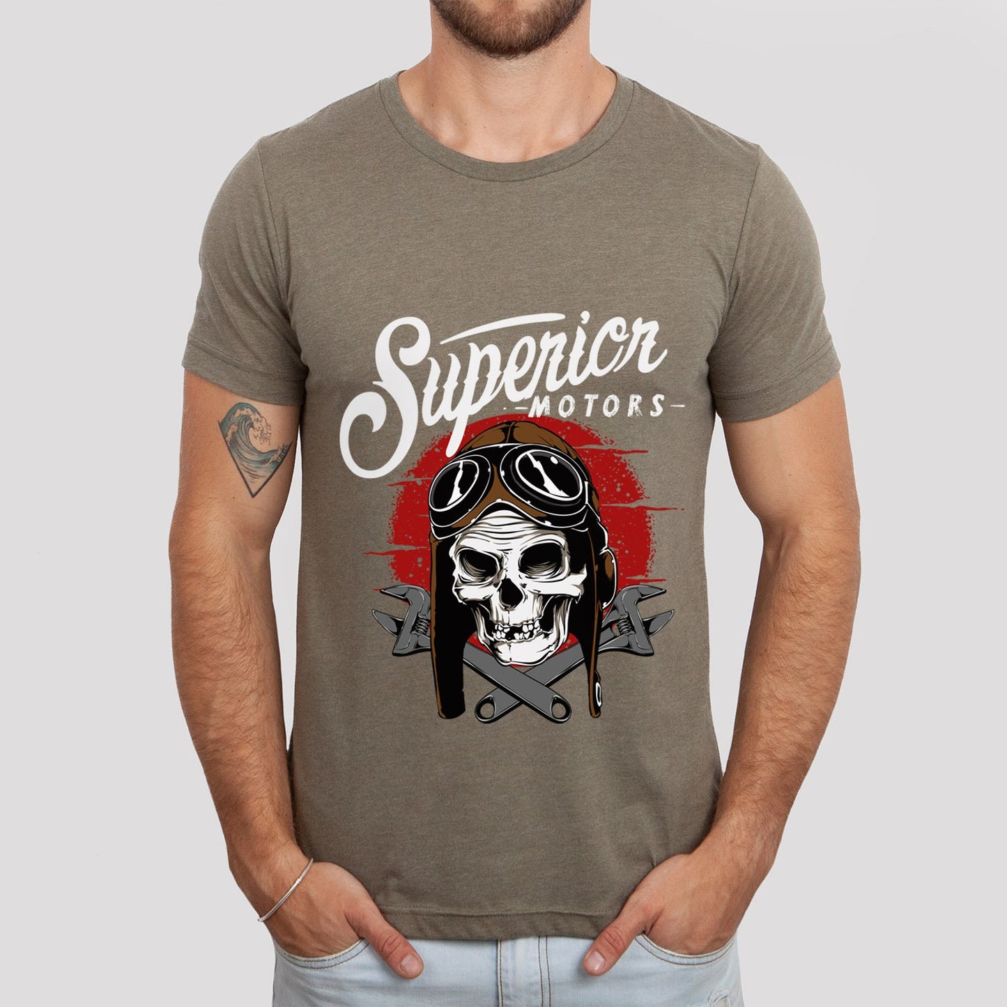 T-shirt Superior Motors, T-shirt tête de mort, T-shirt moto, T-shirt motard, T-shirt pilote, cadeaux moto, cadeau pour lui