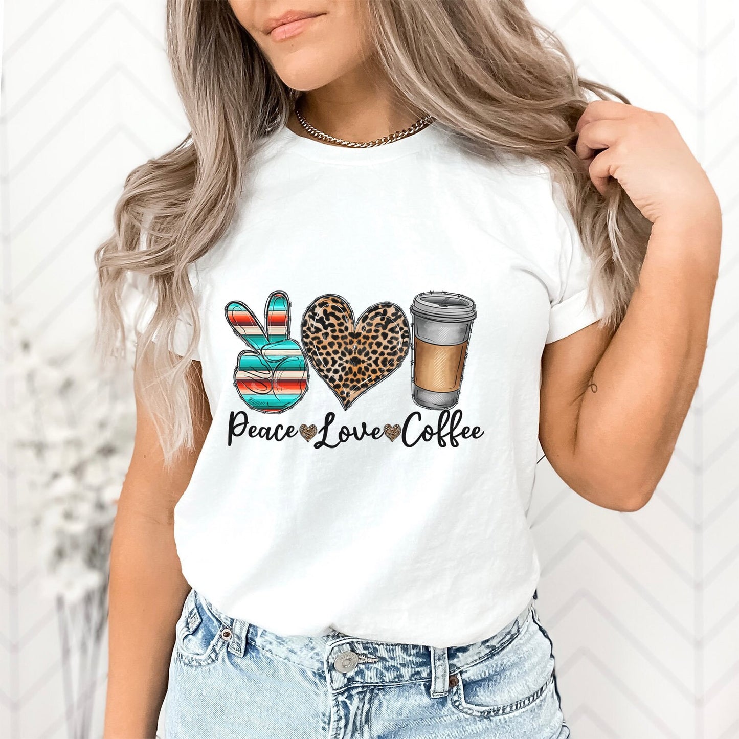 Peace Love Coffee Shirt, Coffee T-Shirt, Coffee Lovers Shirt, Inspirational T-shirt, Gift Shirt for Her, Coffee Gift Shirt