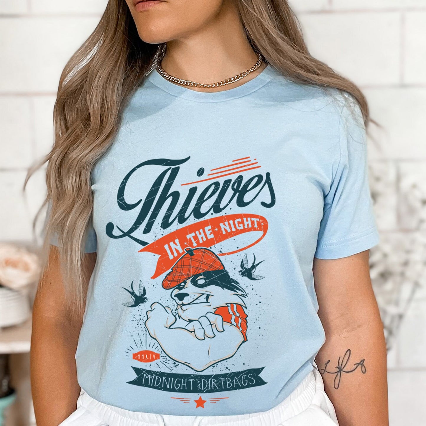 Thieves in the Night T-shirt, T-shirt with Dog, Funny Shirt, Badass Thieve Shirt, Humor T-Shirt, Gift for Him, Gift for Her