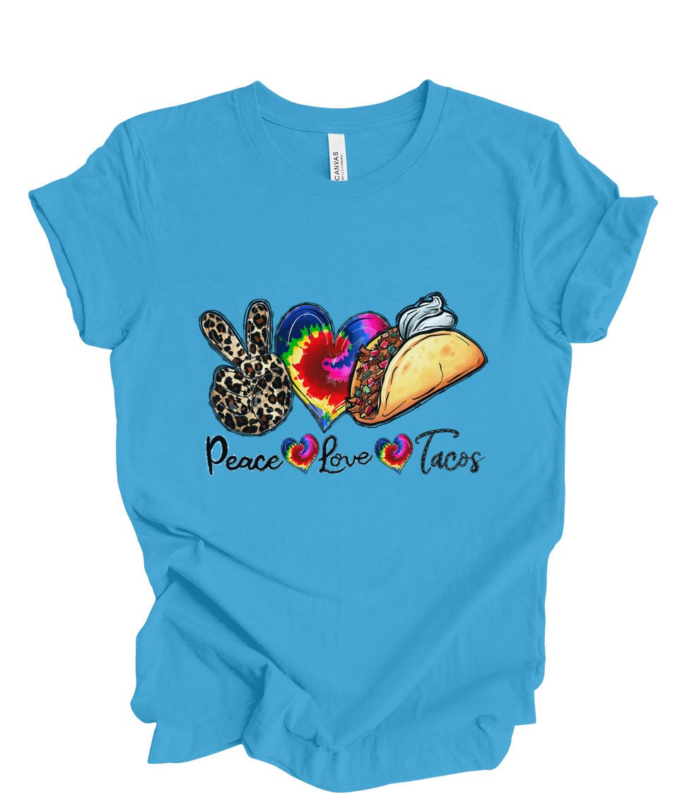 Peace Love Tacos Shirt, Tacos Liebhaber T-Shirt, Food Liebhaber Shirt, Geschenk Shirt für Sie, Mexikanisches Food Shirt, Inspirierendes T-Shirt