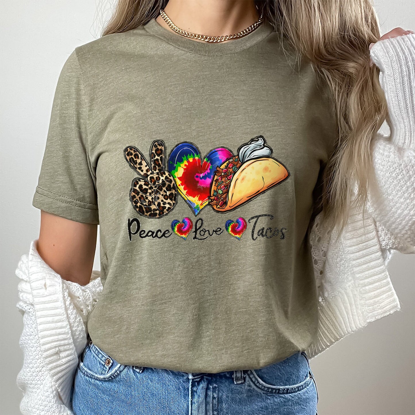 Peace Love Tacos Shirt, Tacos Liebhaber T-Shirt, Food Liebhaber Shirt, Geschenk Shirt für Sie, Mexikanisches Food Shirt, Inspirierendes T-Shirt