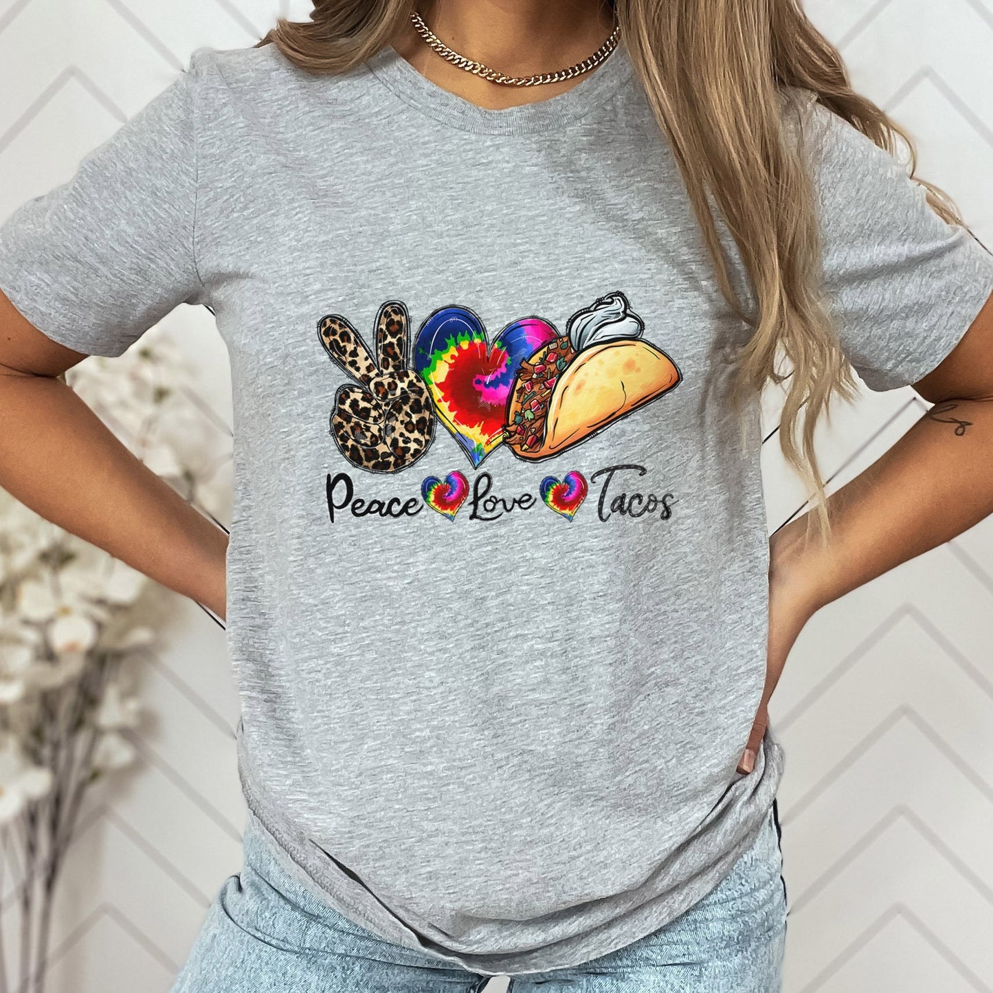 Peace Love Tacos Shirt, Tacos Lover T-Shirt, Food Lover Shirt, Gift Shirt for Her, Mexican Food Shirt, Inspirational T-shirt