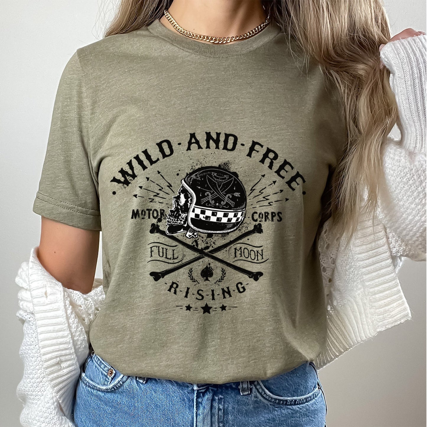 Wild and Free T-shirt, T-shirt with Skeleton, Motorcycle T-Shirt, Bikers T-shirt, Riders T-Shirt, Skull and Fire, Motorcycle Gifts