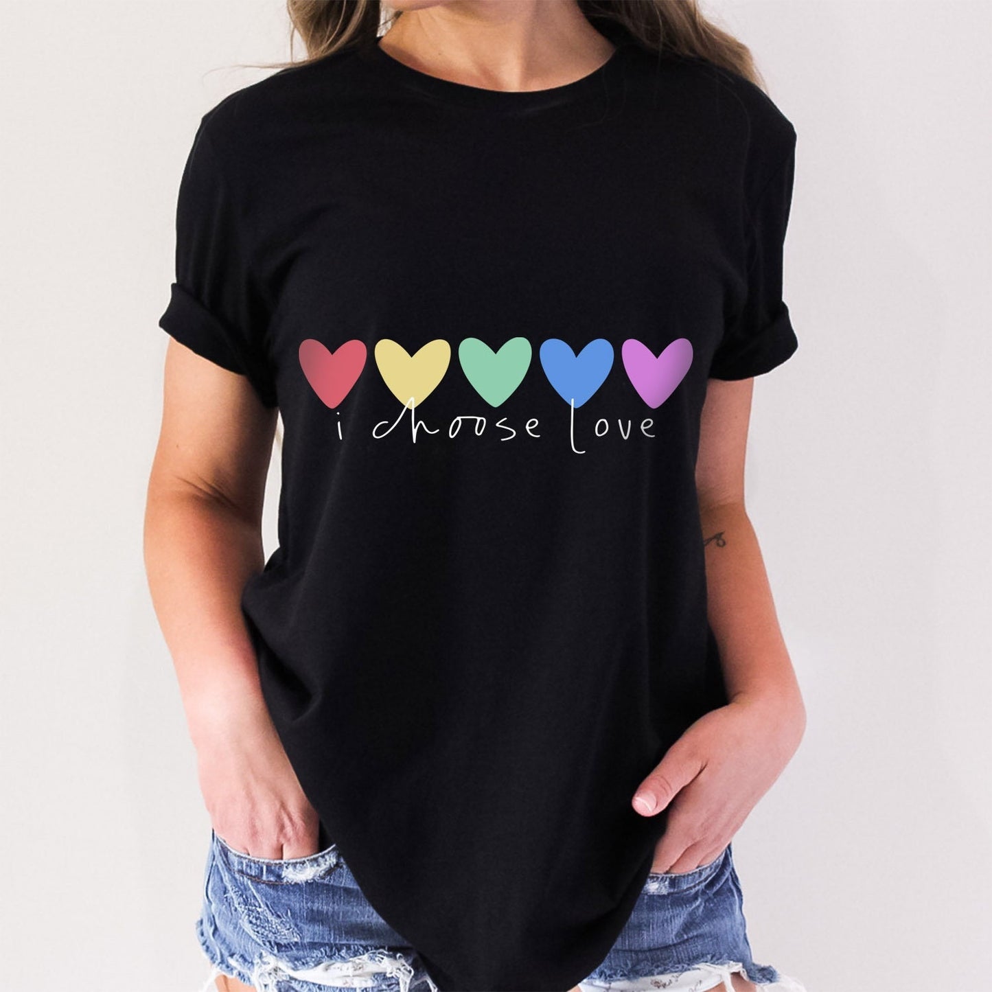 I choose Love T-Shirt, Rainbow Hearts Shirt, Pride Shirt, LGBTQ Shirt, Kindness Shirts, LGBTQ Support Tees, Gay Pride Shirt, Equality Shirt