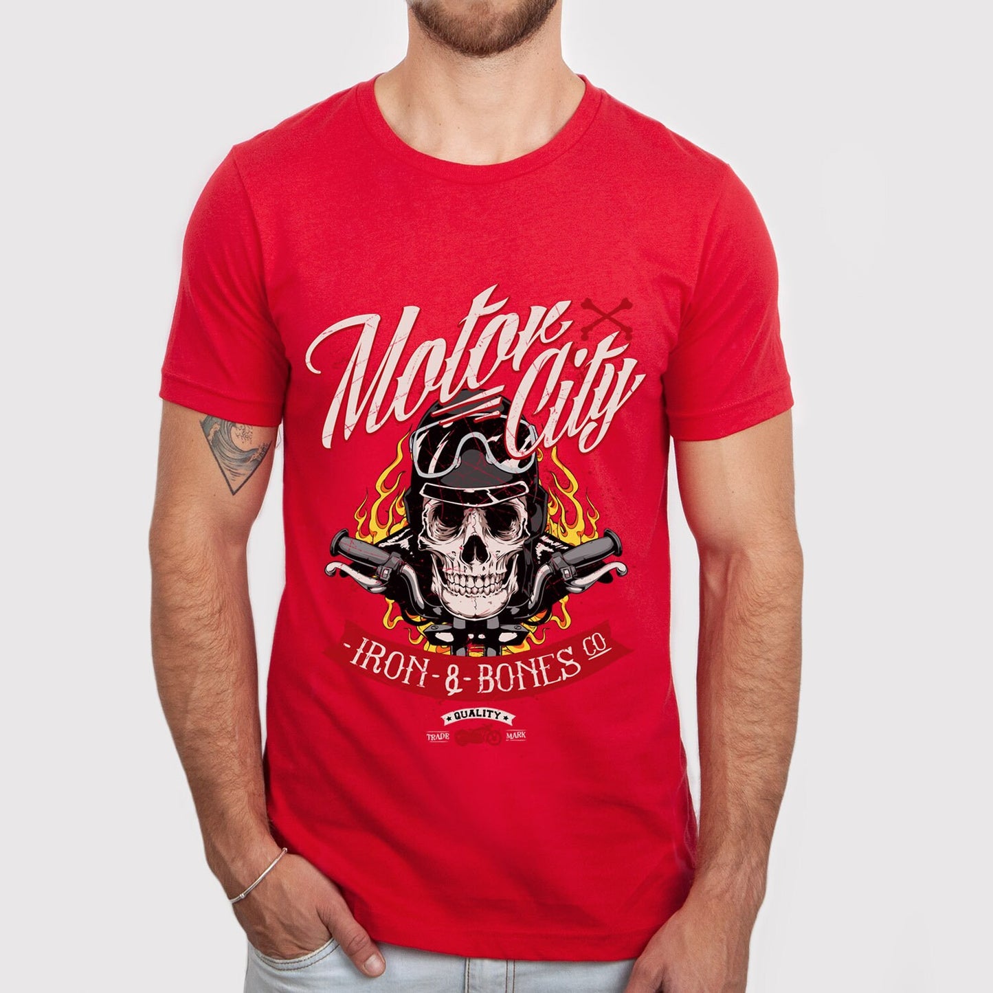 Motor CityT-shirt, Skull T-Shirt, Motorcycle T-Shirt, Bikers T-shirt, Riders T-Shirt, Skull and Fire, Motorcycle Gifts, Gift for Him