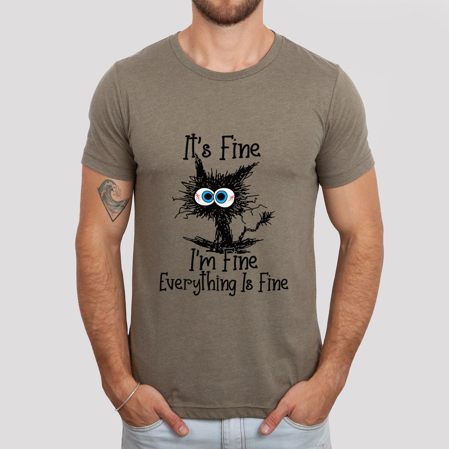 C'est bien, je vais bien, tout va bien, t-shirt de chat drôle, t-shirt de chat c'est bien, t-shirt de chat je vais bien, t-shirt introverti, t-shirt sarcastique