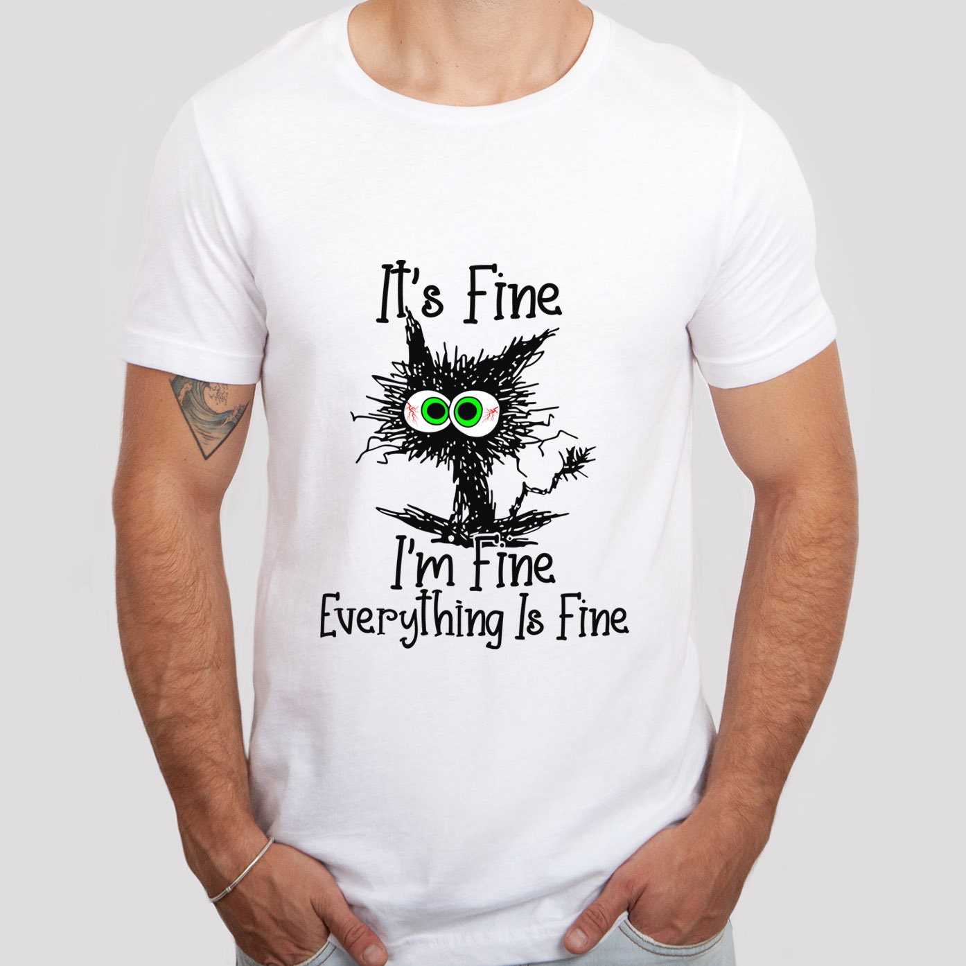 It's Fine I'm Fine Everything is Fine Shirt, It's Fine Cat Shirt, Sarcastic Funny Cat Shirt, I am Fine Cat Shirt, Introvert Tee Shirt