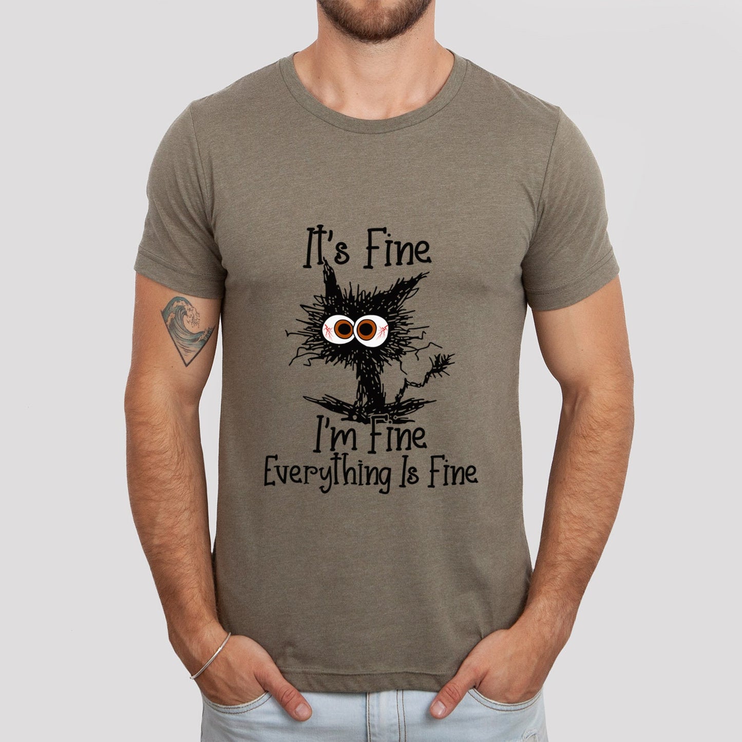 It's Fine I'm Fine Everything is Fine Katzenshirt, Katzenshirt, Sarkastisches Lustiges Katzenshirt, I am Fine Cat Shirt, Introvertiertes T-Shirt, Geschenkshirt