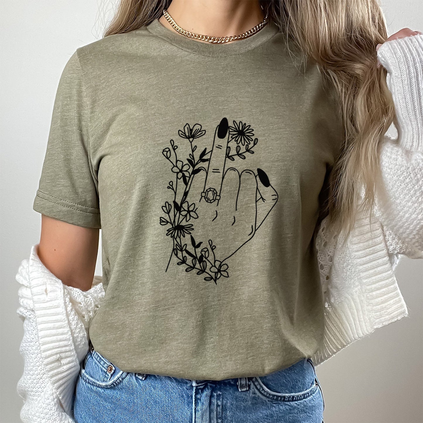 Braut T-Shirt, Ringfinger Shirt, Florales Hochzeitsshirt, Braut T-Shirt, Wildblumen T-Shirt, Geschenk Shirt für Braut, Junggesellenabschied Shirt