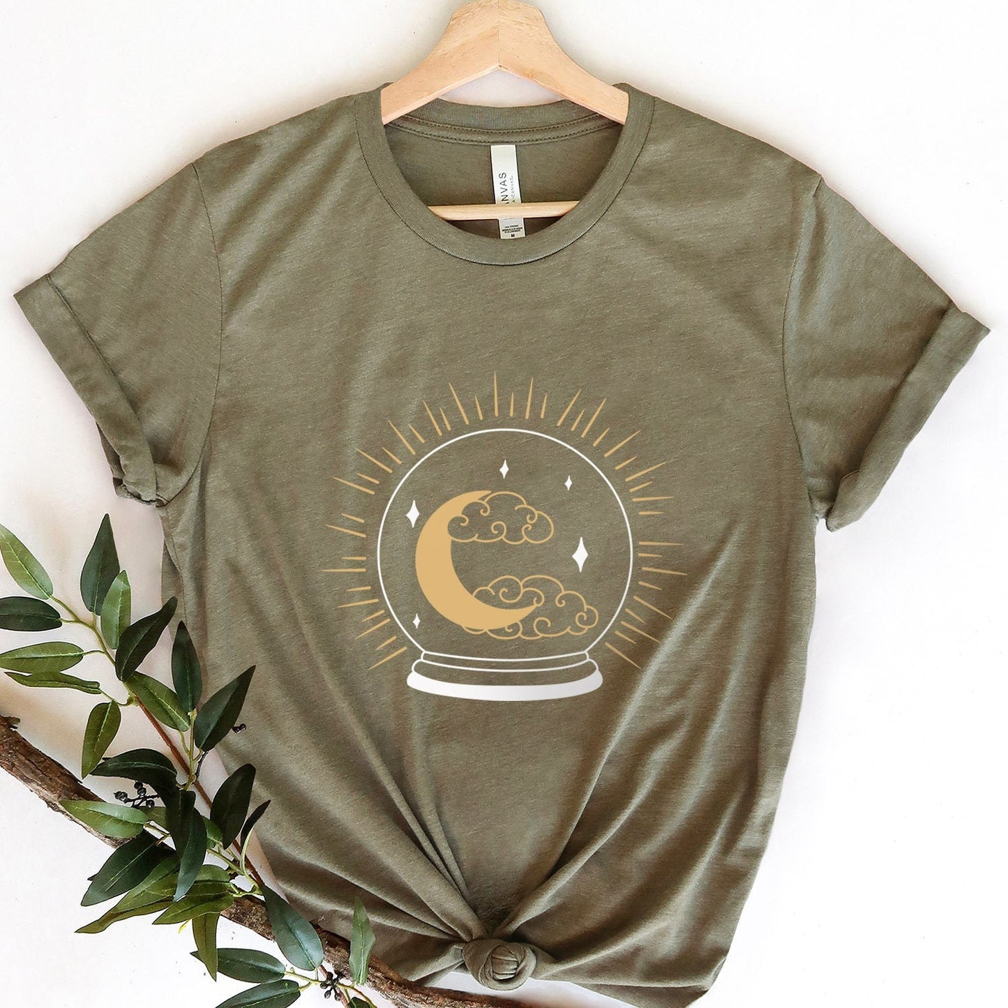 Celestial Crystal Ball T-shirt, Boho T-shirt, Inspirational T-shirt, Bohemian T-shirt, Moon and Stars T-Shirt, Gift Travel Shirt