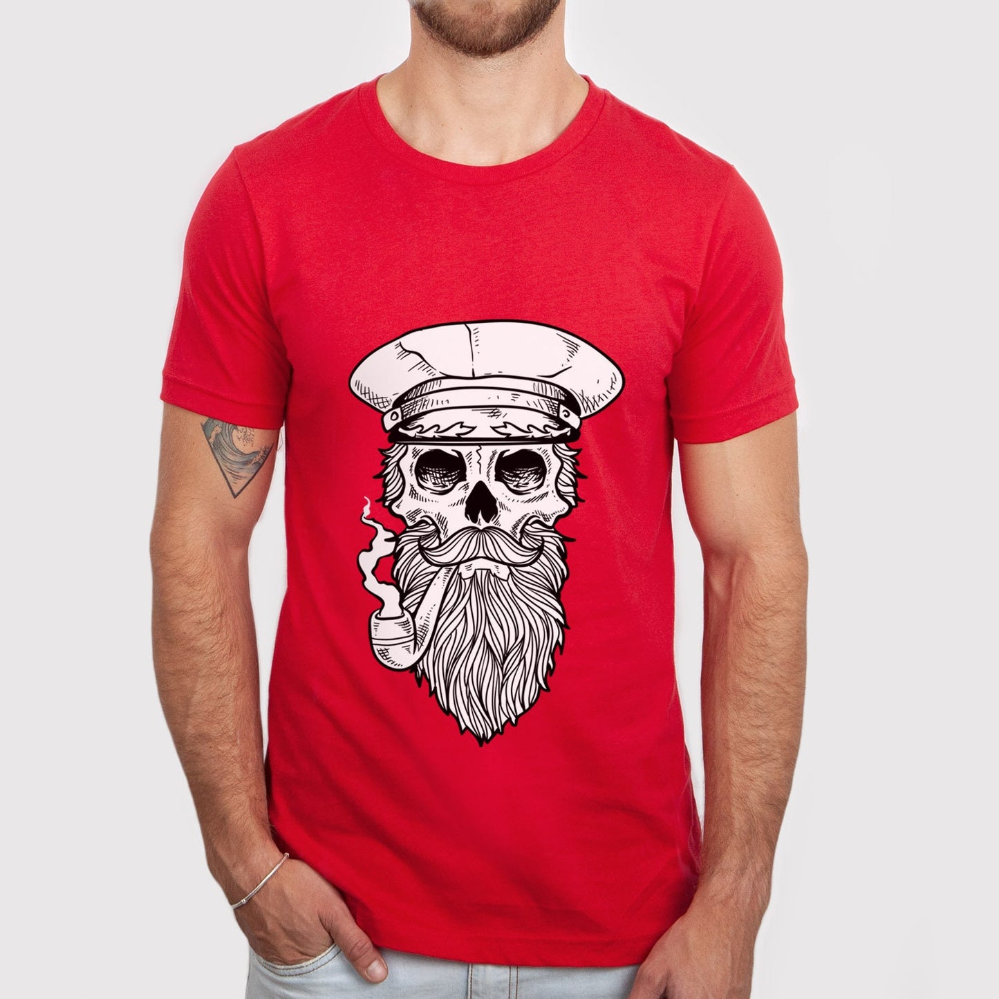 Sailor T-shirt, Skull T-shirt, Skeleton Face Shirt, Sailing T-Shirt, Skull with Beard Shirt, Sailor Skull Shirt, Beard Shirt