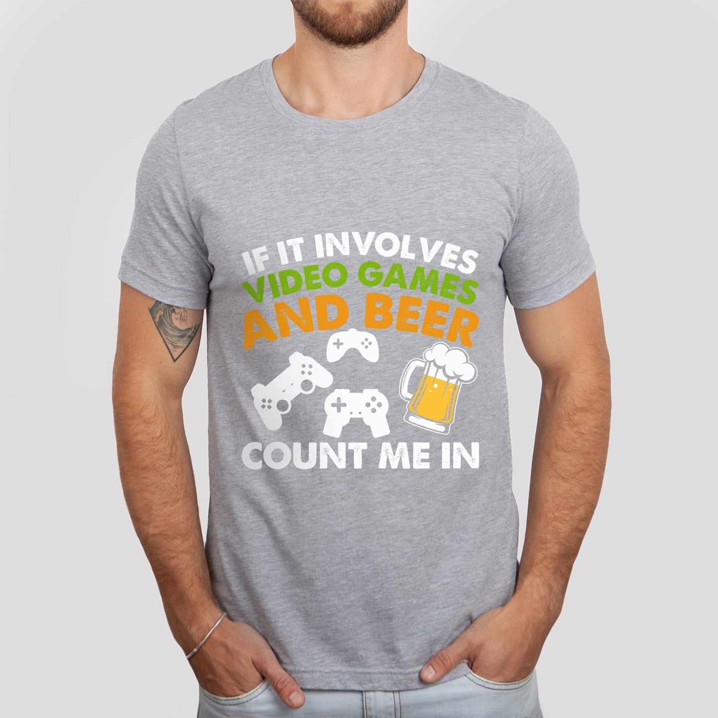 T-shirt de jeux vidéo, chemise de jeu, chemise de jeux vidéo et de bière, t-shirt pour joueurs, chemises de joueurs amusantes, cadeau pour lui, t-shirt de jeu amusant