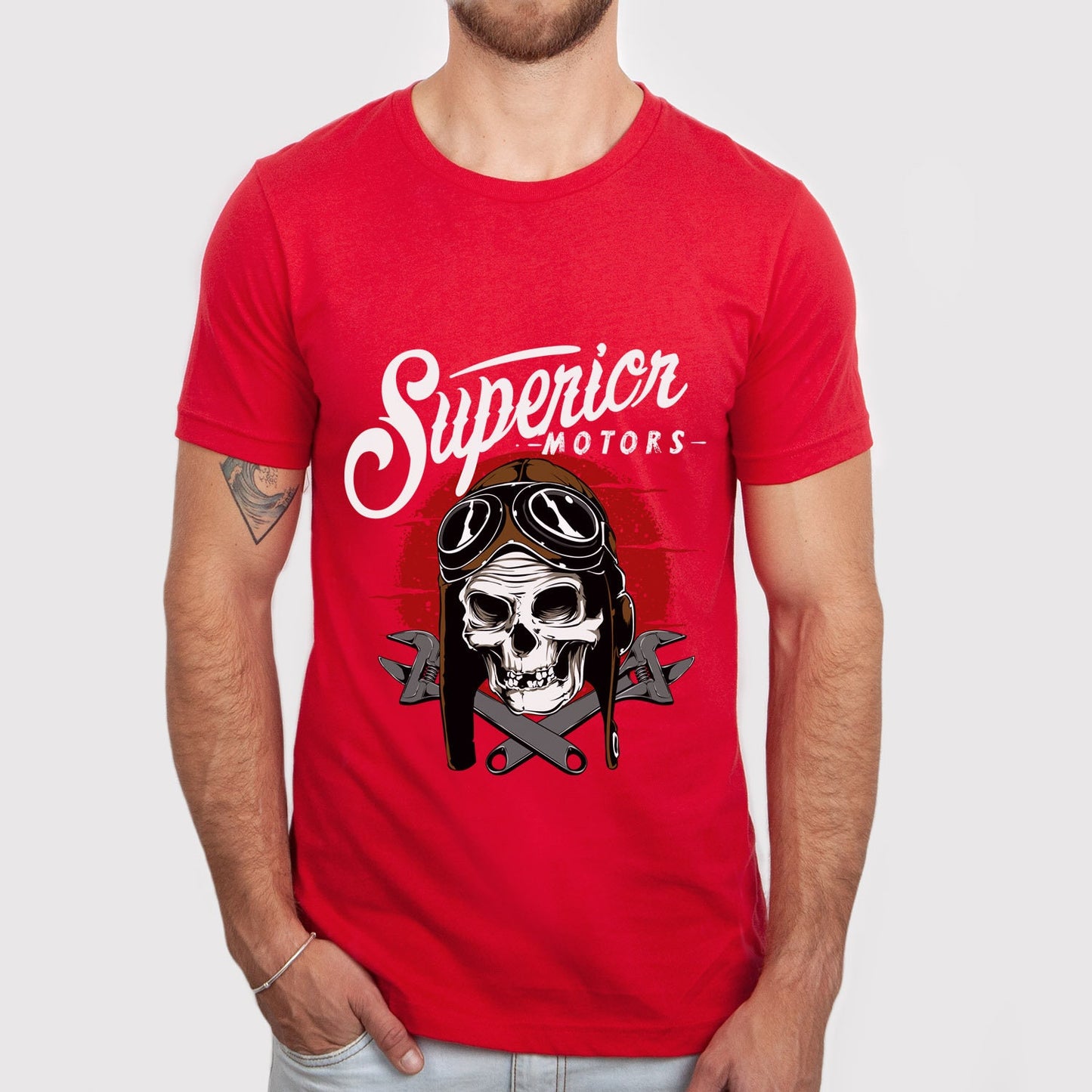 Superior Motors T-Shirt, Totenkopf T-Shirt, Motorrad T-Shirt, Biker T-Shirt, Fahrer T-Shirt, Motorrad Geschenke, Geschenk für Ihn