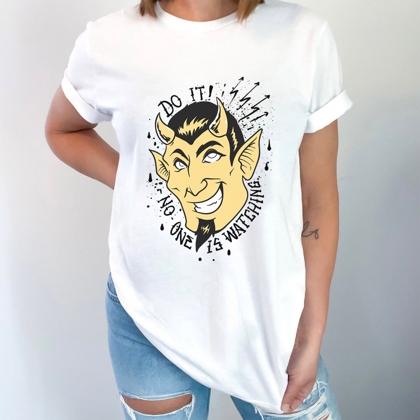 Funny Devil T-shirt, Do It Noone is Watching T-shirt, Humor T-shirt, Funny Shirt, Shirt with Saying, Funny Devil Ready to Tempt Your Soul