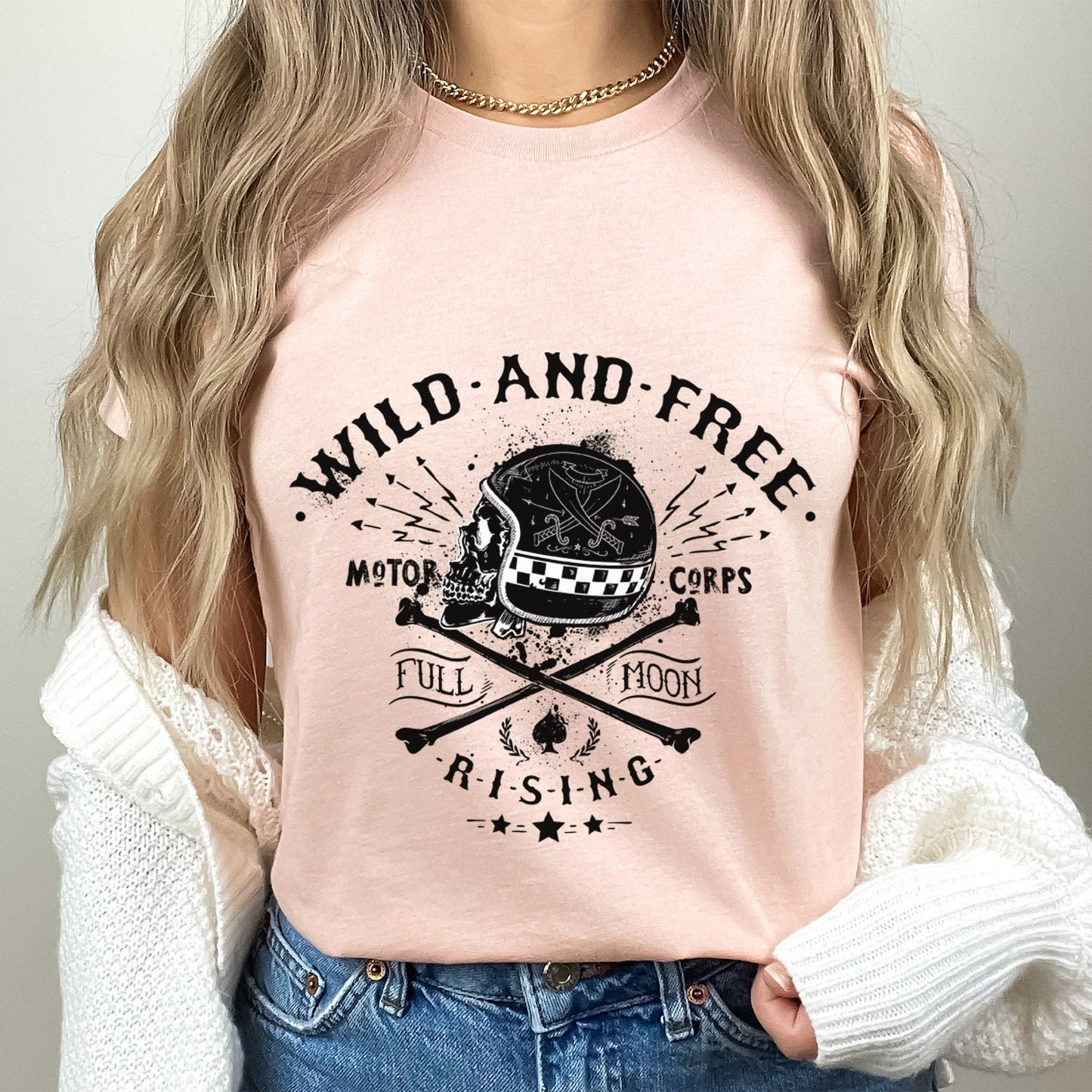 Wild and Free T-shirt, T-shirt with Skeleton, Motorcycle T-Shirt, Bikers T-shirt, Riders T-Shirt, Skull and Fire, Motorcycle Gifts