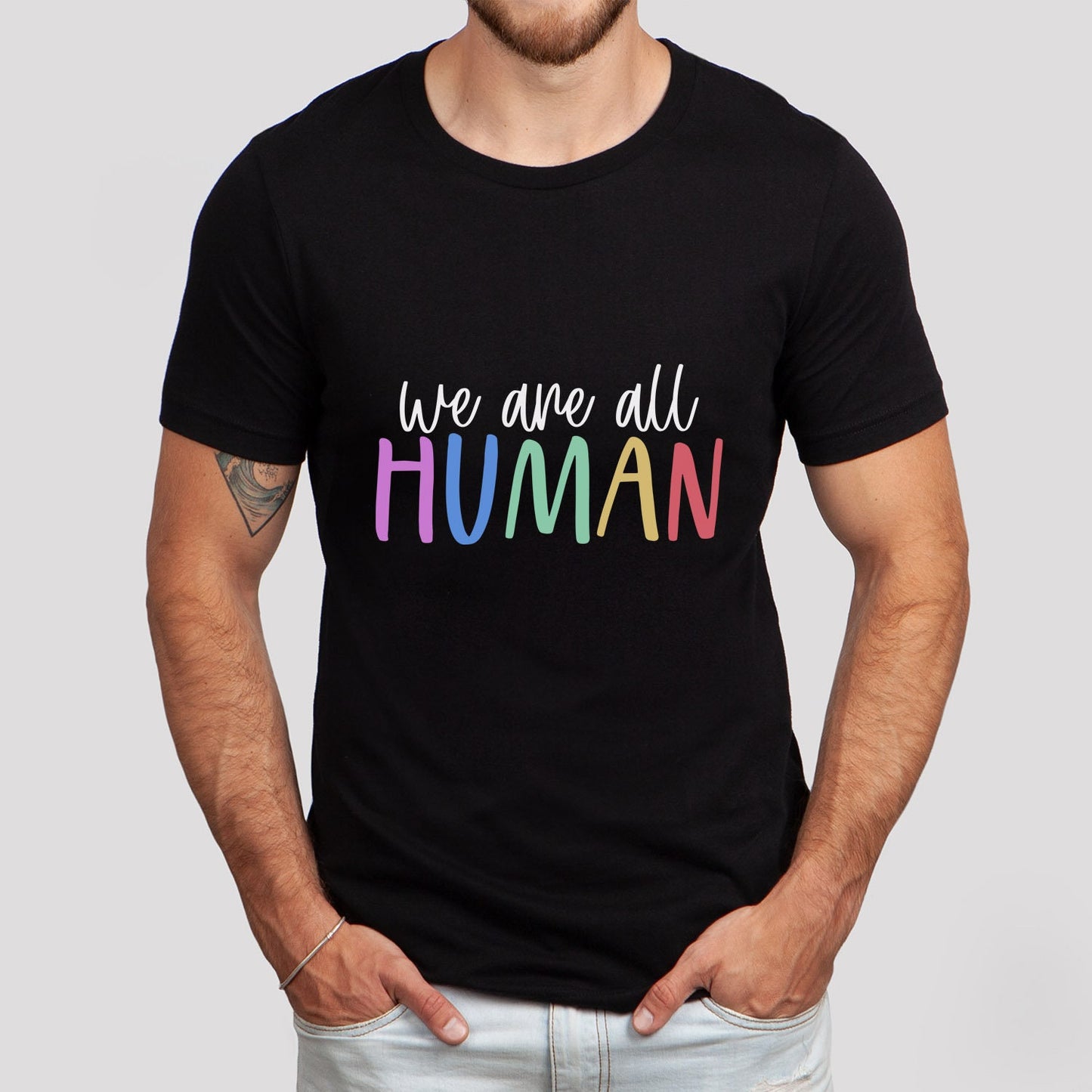 We are All Human T-Shirt, Equality Shirt, Rainbow Colors LGBTQ Support Shirt, Pride Shirt, Kindness Shirts, Gay Pride Shirt