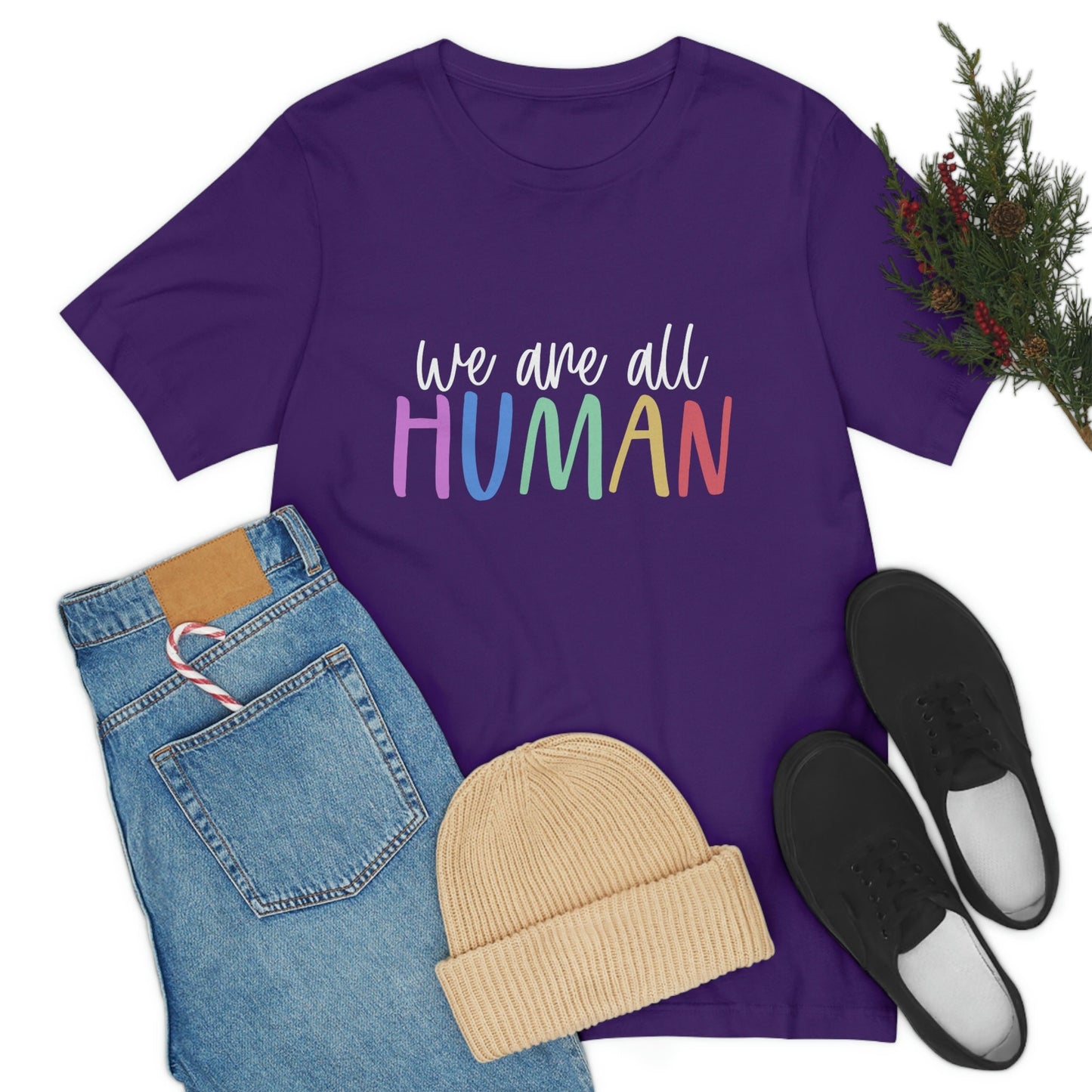 We are All Human T-Shirt, Equality Shirt, Rainbow Colors LGBTQ Support Shirt, Pride Shirt, Kindness Shirts, Gay Pride Shirt