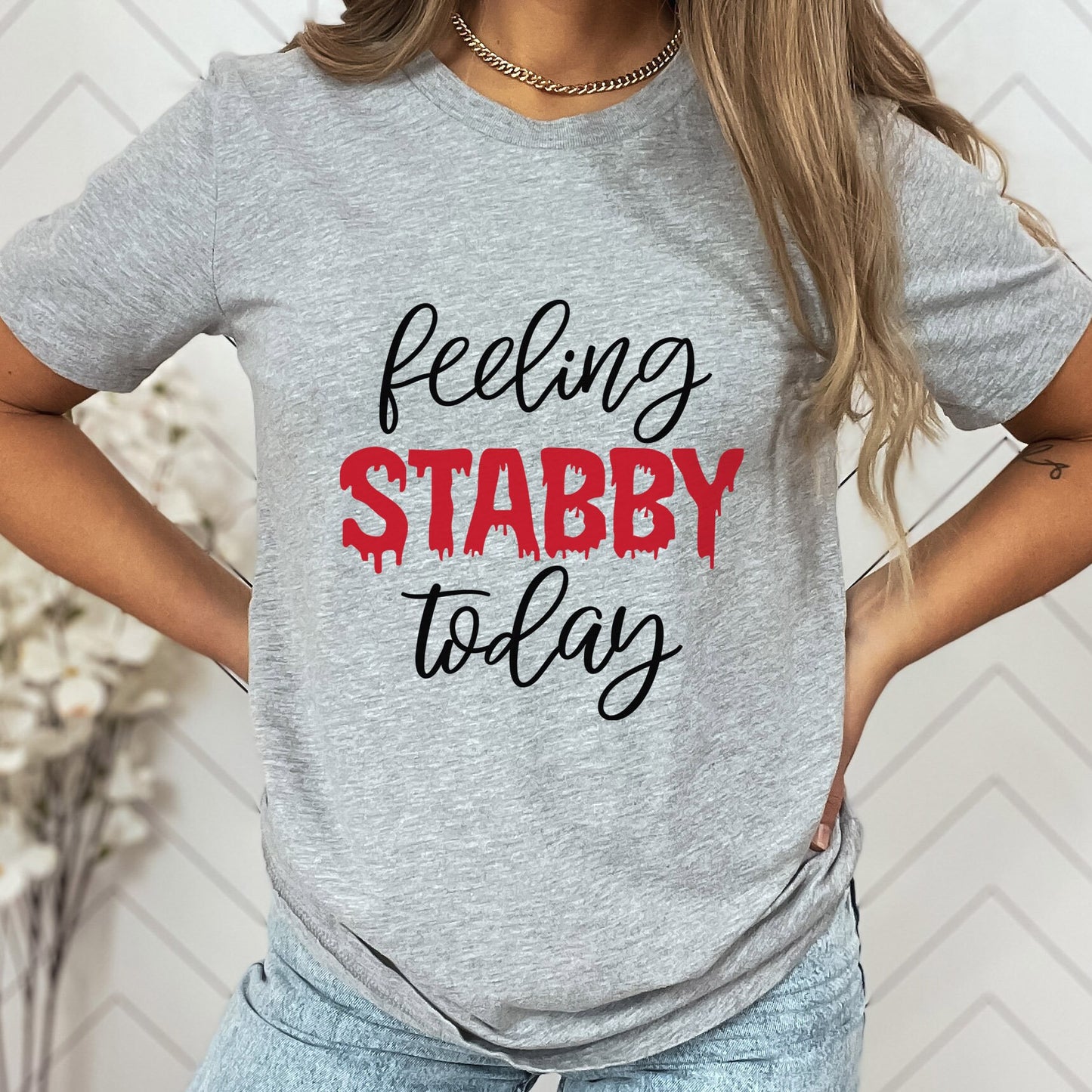 T-shirt Feeling Stabby Today, T-shirt True Crime, T-shirts drôles, T-shirt Meurtrier, T-shirt Films Policiers, T-shirt Cadeau