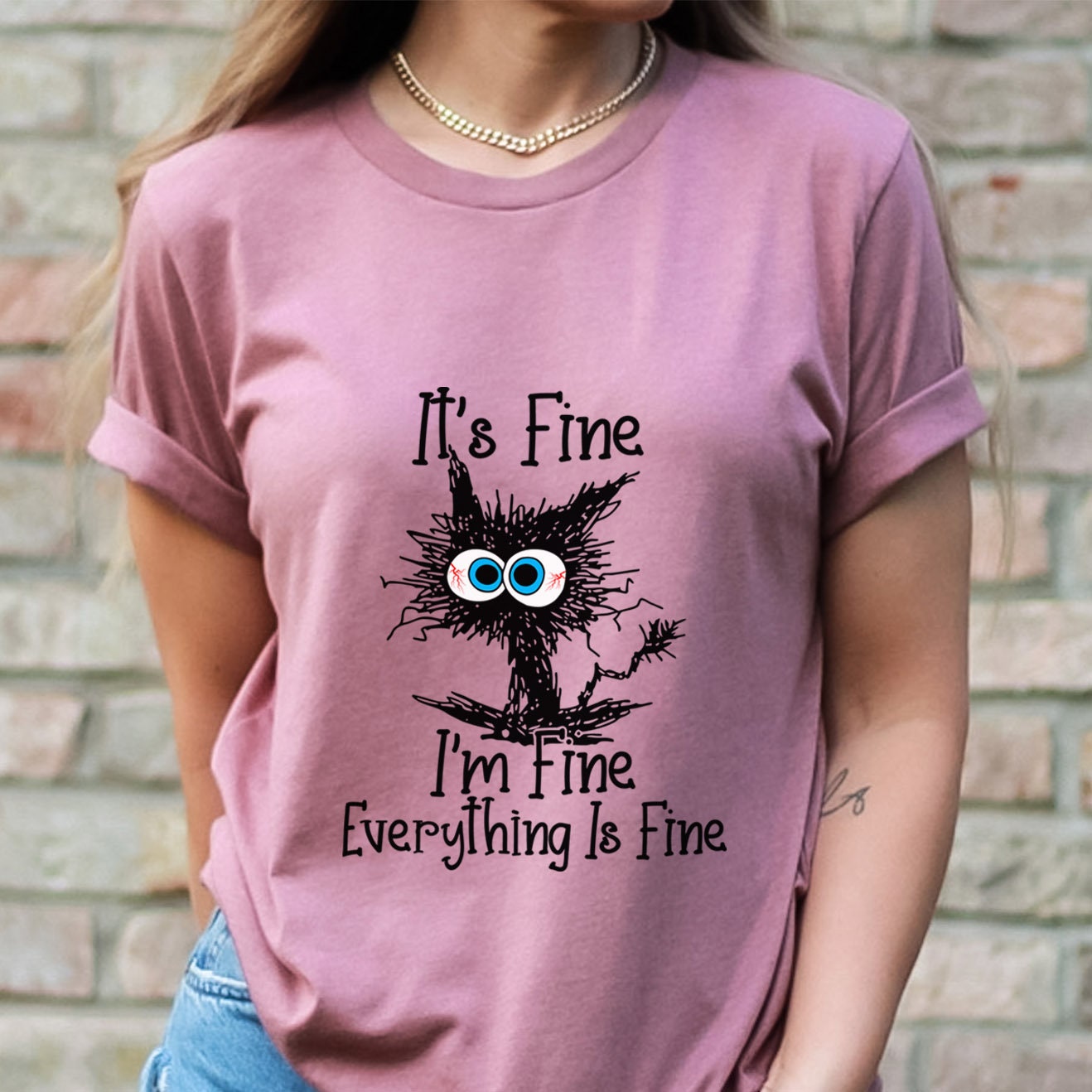 C'est bien, je vais bien, tout va bien, t-shirt de chat drôle, t-shirt de chat c'est bien, t-shirt de chat je vais bien, t-shirt introverti, t-shirt sarcastique