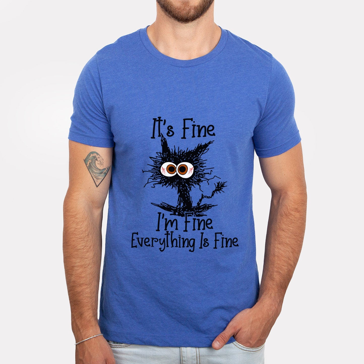 It's Fine I'm Fine Everything is Fine Katzenshirt, Katzenshirt, Sarkastisches Lustiges Katzenshirt, I am Fine Cat Shirt, Introvertiertes T-Shirt, Geschenkshirt