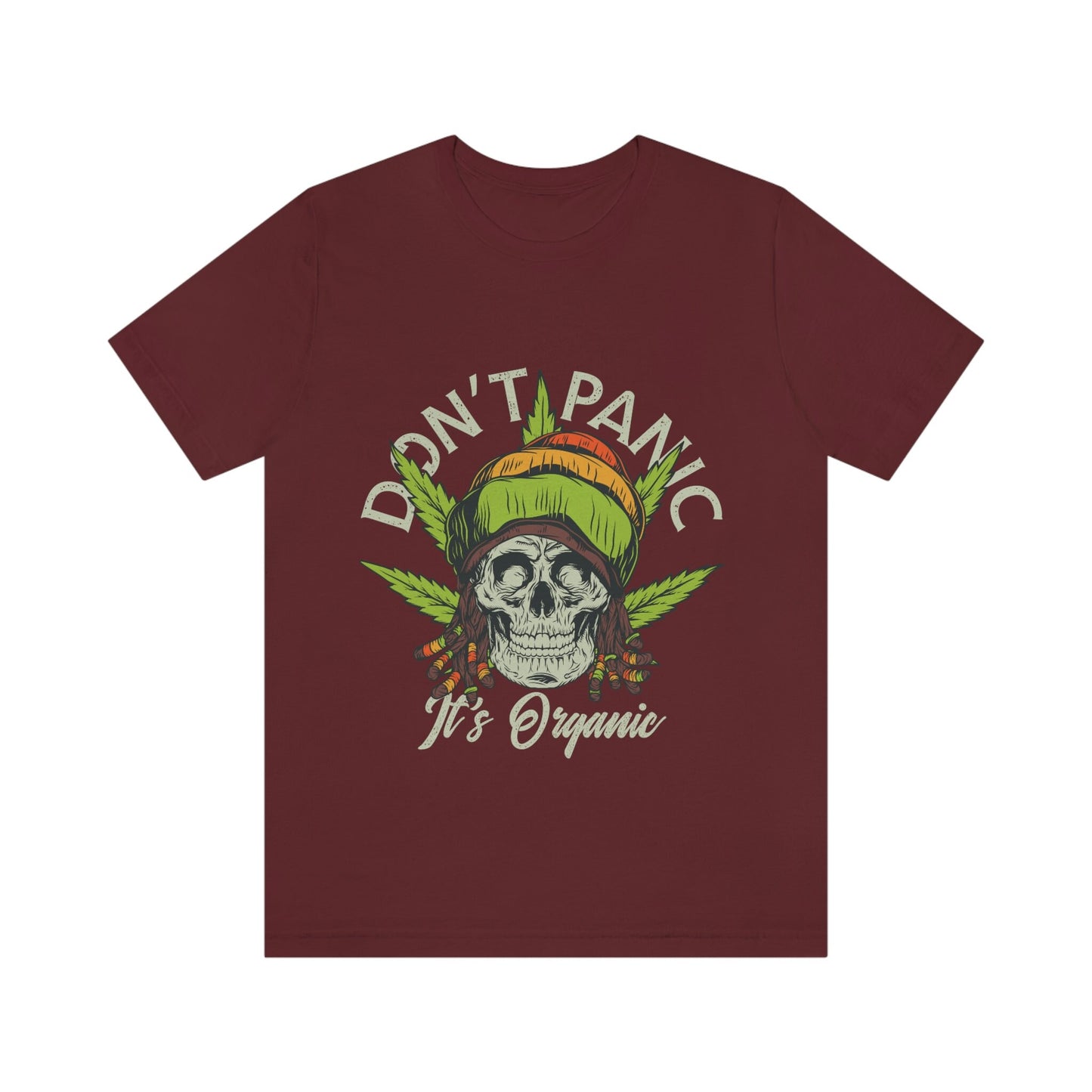 Smoking Skull Shirt, Funny Weed T-shirt, Don't Panic It's Organic Shirt, Humor Shirt, Rasta Man Shirt, Gift for Him, Gift for Her