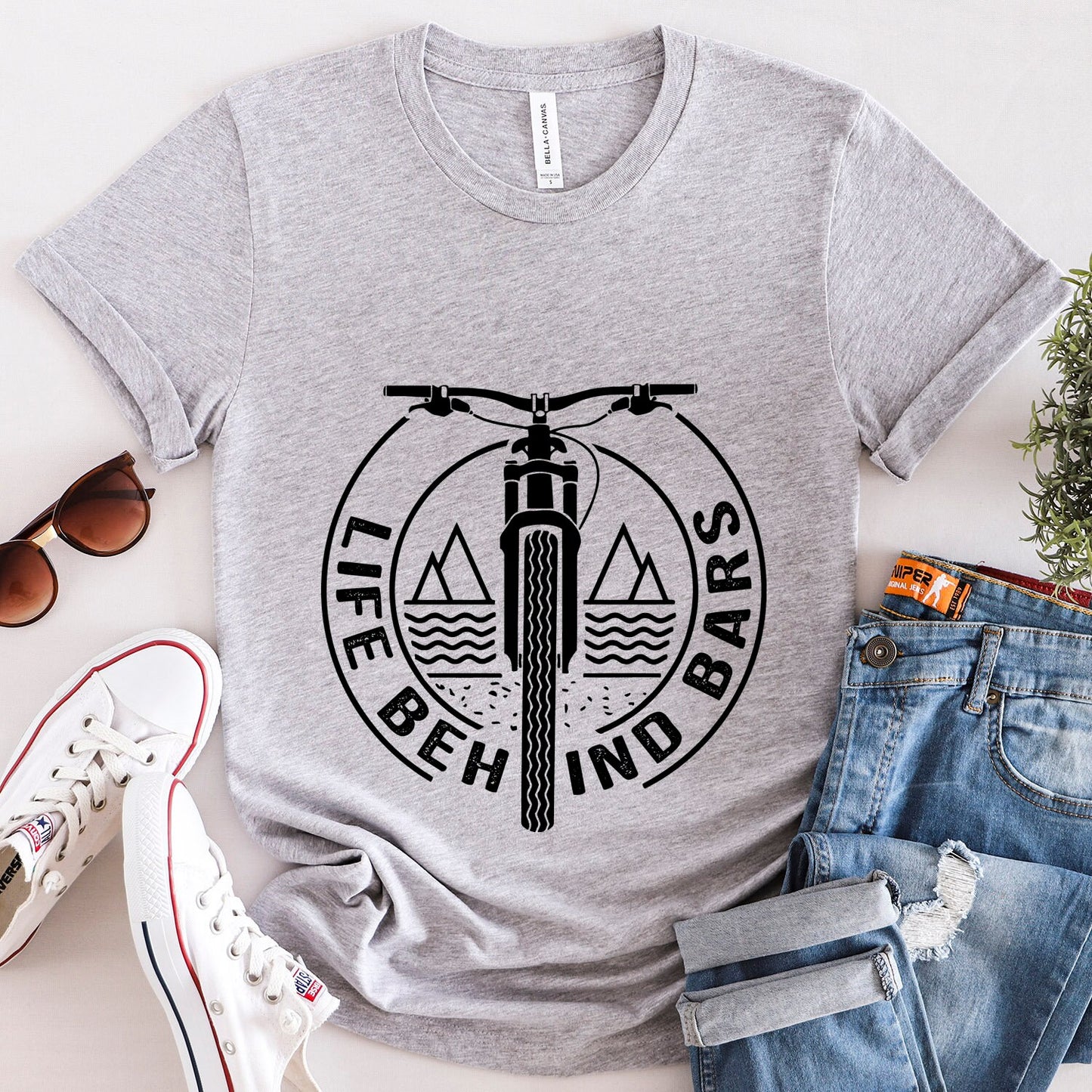 Life Behind Bars T-shirt, Biker Shirt, Shirt with Bike, Sport T-Shirt, Travel Shirt, Outdoors Gift Shirt