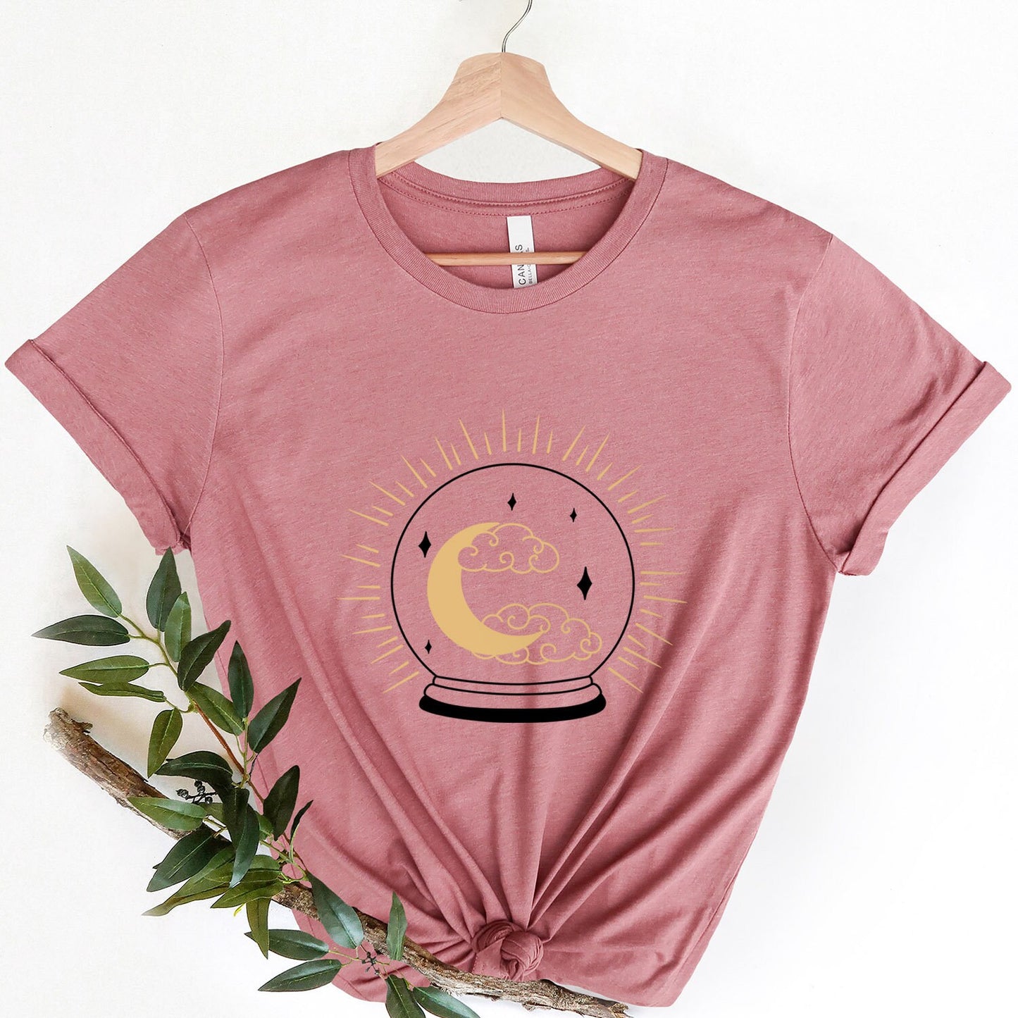 Celestial Crystal Ball T-shirt, Boho T-shirt, Inspirational T-shirt, Bohemian T-shirt, Moon and Stars T-Shirt, Gift Travel Shirt