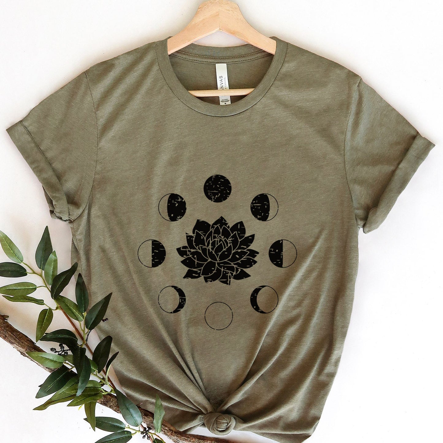 Lotus Mond Phase T-Shirt, Boho T-Shirt, Grunge Shirt, Inspirierendes T-Shirt, Boho T-Shirt, Mond und Sterne T-Shirt, Geschenk für Sie