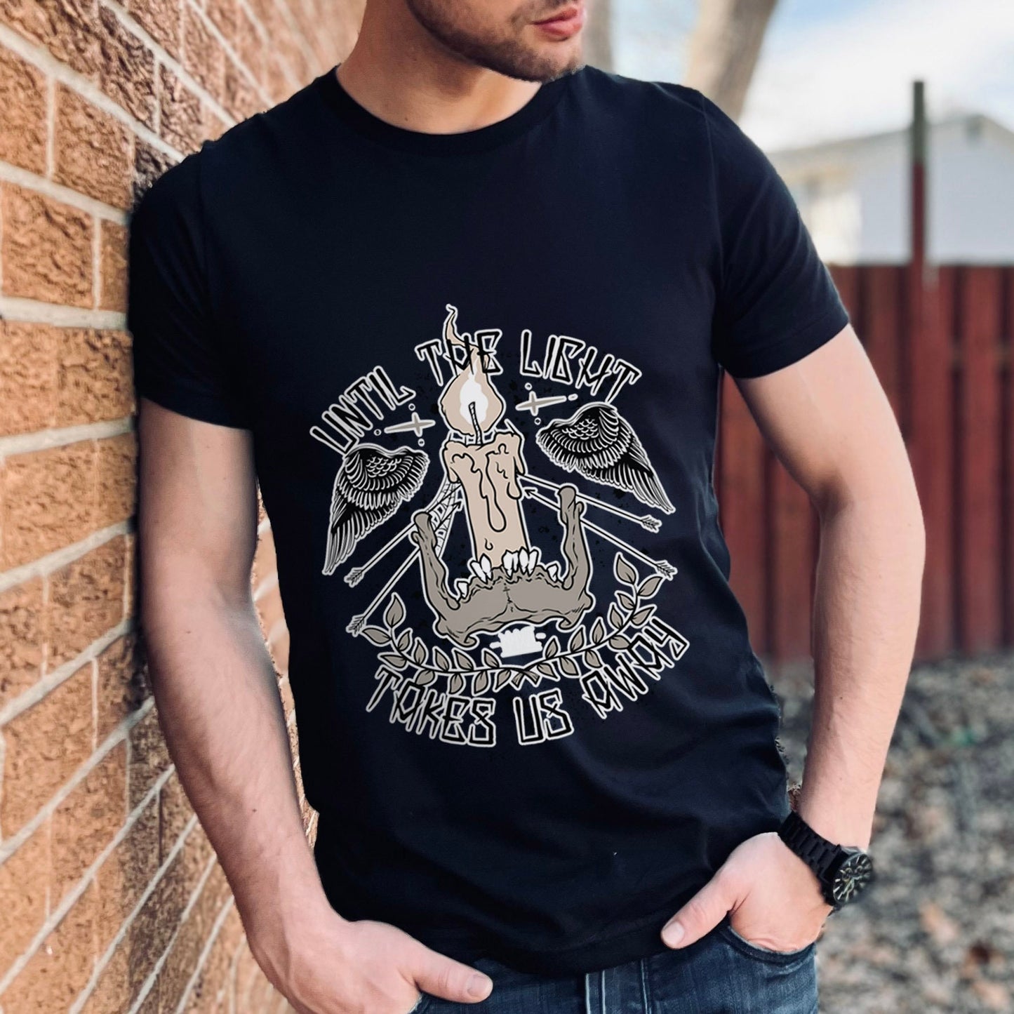 Until the Light Takes us Away T-Shirt, Inspirierendes T-Shirt, Totenkopf Shirt, Heavy Metal Rock Shirt, Wings T-Shirt, Rocker T-Shirt