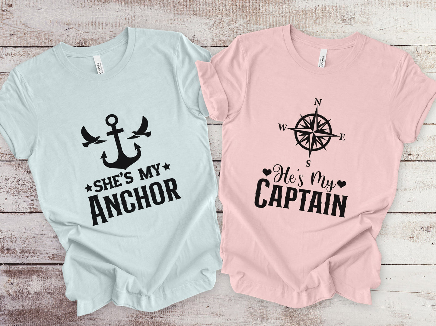 She's My Anchor, He's My Captain Matching Couples Shirts, Couples Valentine's DayT-shirt, Matching Anniversary Gift Shirt, Valentines Day