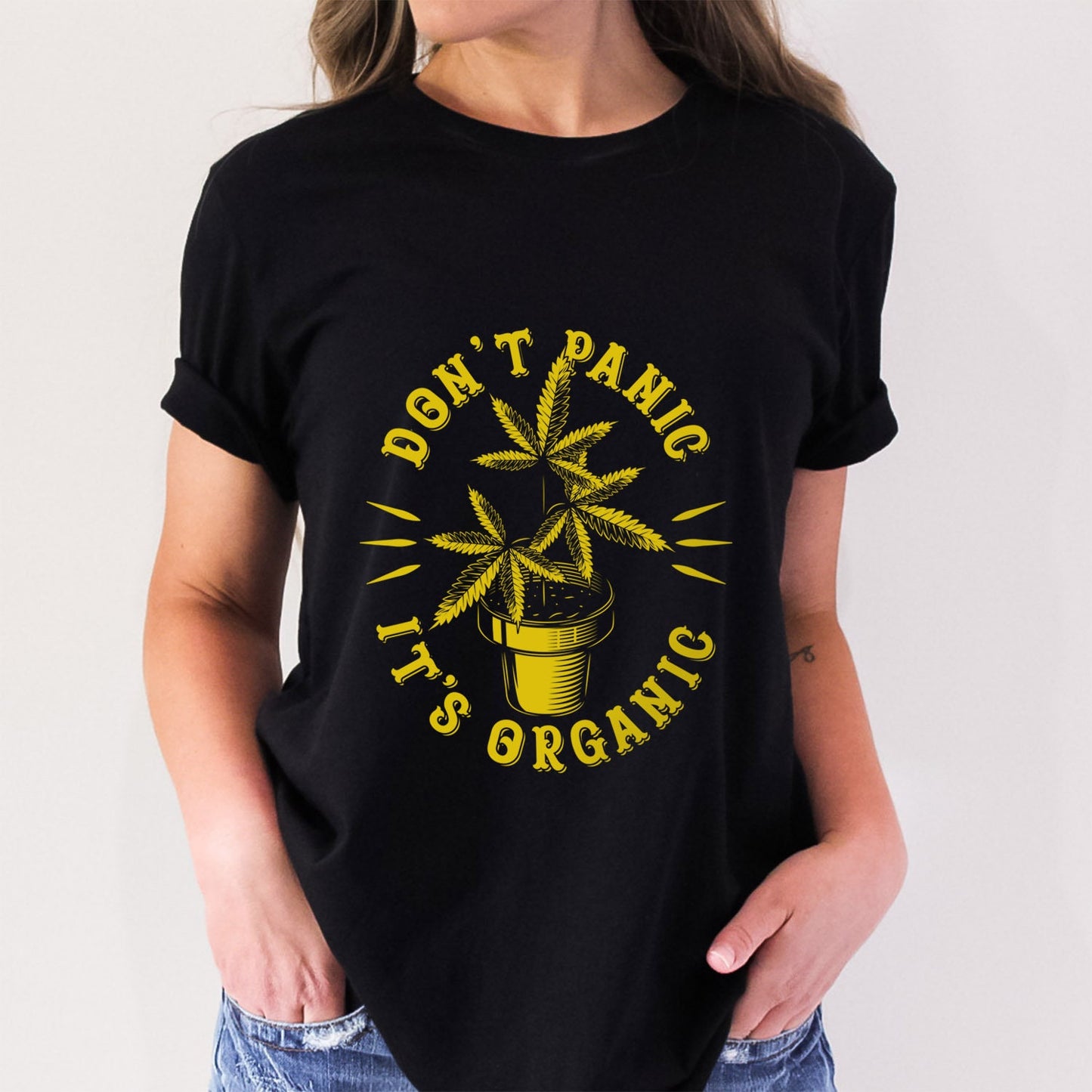 Don't Panic It's Organic T-Shirt, Lustiges Weed Shirt, Retro Shirt, HippieT-Shirt, Lustiger Jamaika Style, Lustiges Cannabis T-Shirt