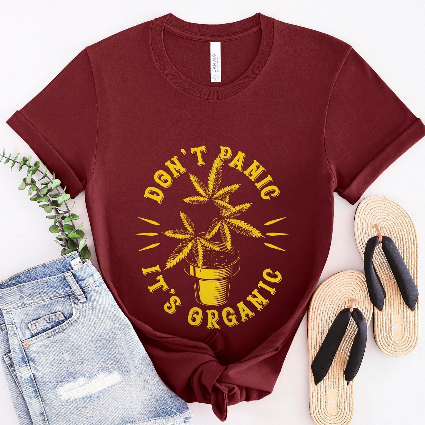 Don't Panic It's Organic T-shirt, Funny Weed Shirt, Retro Shirt, HippieT-shirt, Funny Jamaica Style, Funny Cannabis T-shirt