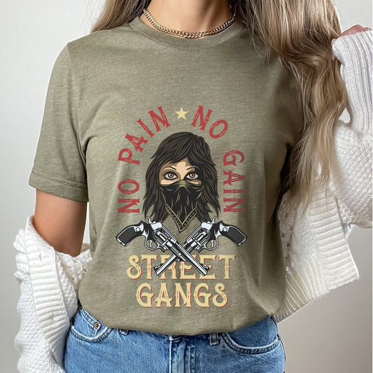 No Pain No Gain Shirt, Wanted BanditsT-Shirt, Bandit Girl T-Shirt, Bandido Shirt, Straßengangs Shirt, Wild West T-Shirt, Lustiges Hipster Shirt